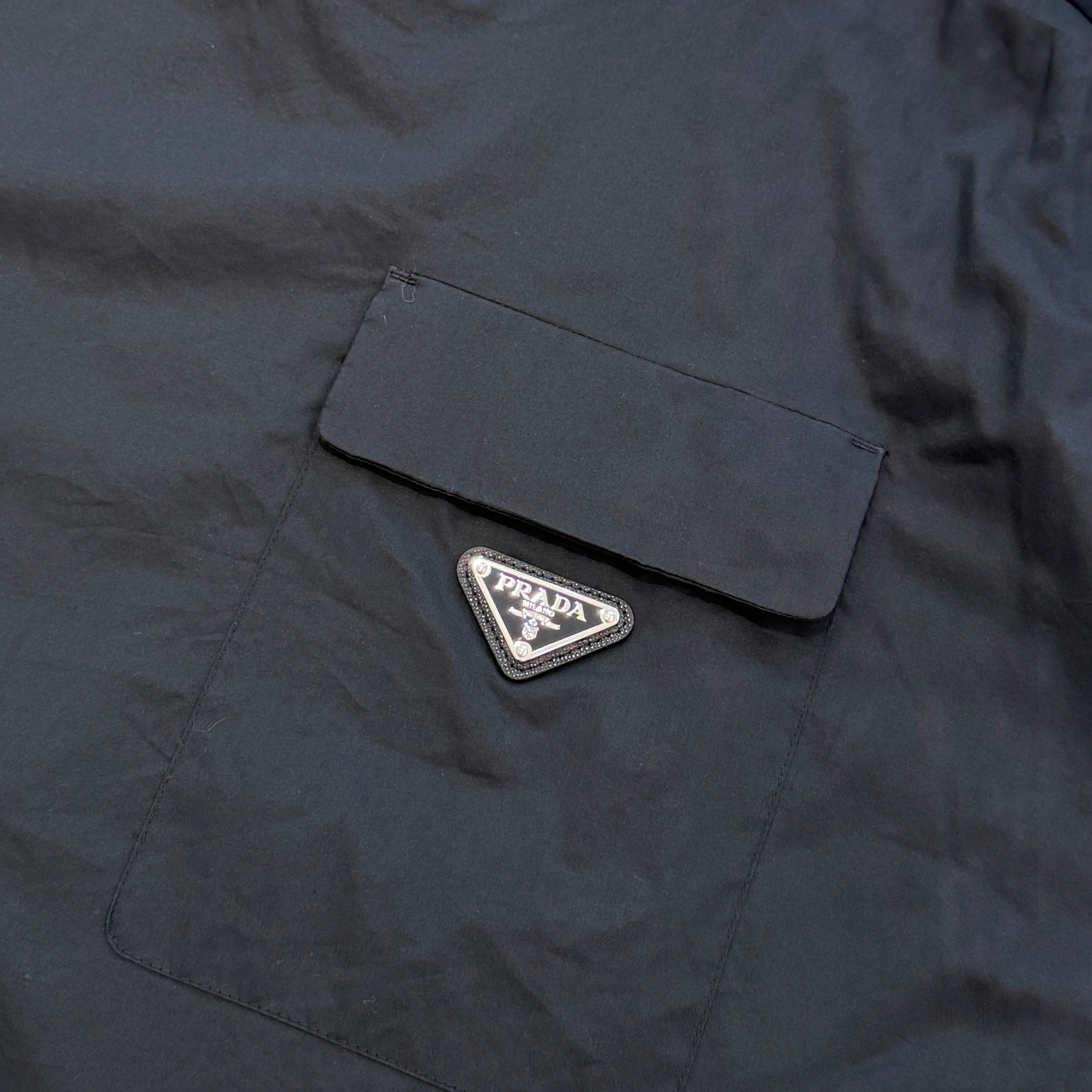 PRADA 2022SS Triangle Logo Switching Tee UJN793 S221 10GA Size XS プラダ トライアングルロゴ 素材切替 Tシャツ サイズXS