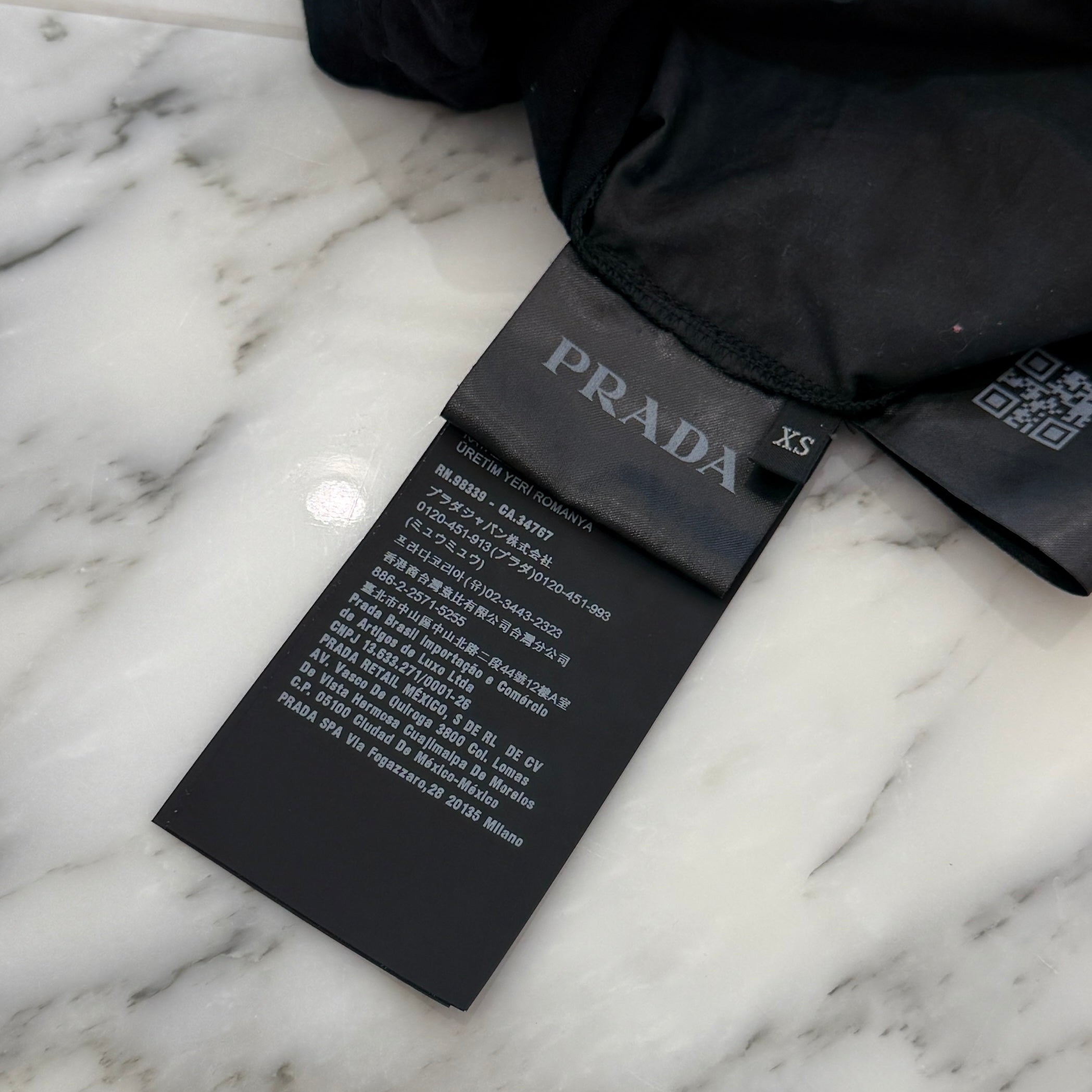 PRADA 2022SS Triangle Logo Switching Tee UJN793 S221 10GA Size XS プラダ トライアングルロゴ 素材切替 Tシャツ サイズXS