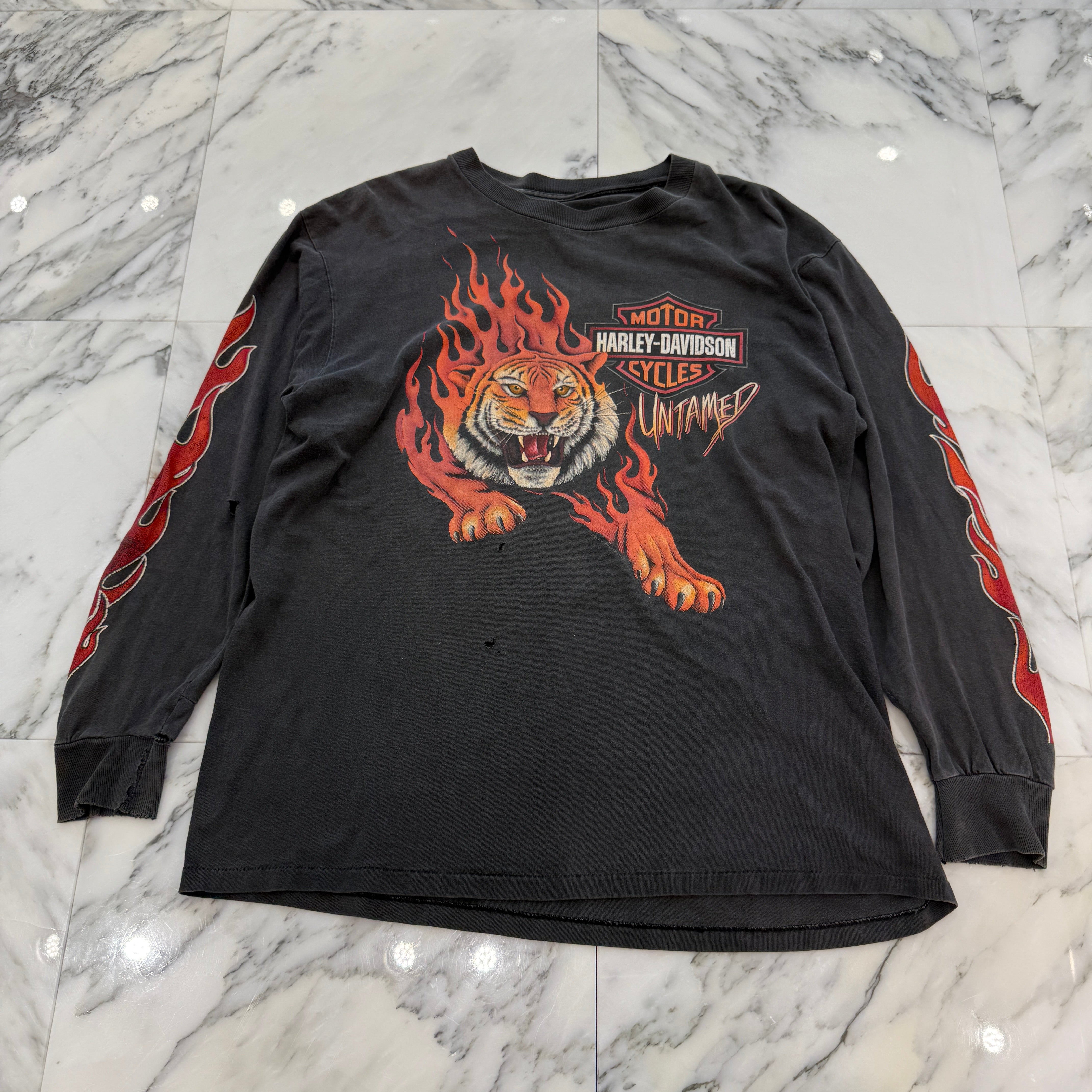 Vintage 90's Harley-Davidson UNTAMED "Tiger Flame" L/S Tee 90's ハーレー・ダビットソン アンテイムド "タイガーフレイム" ロングスリーブTシャツ