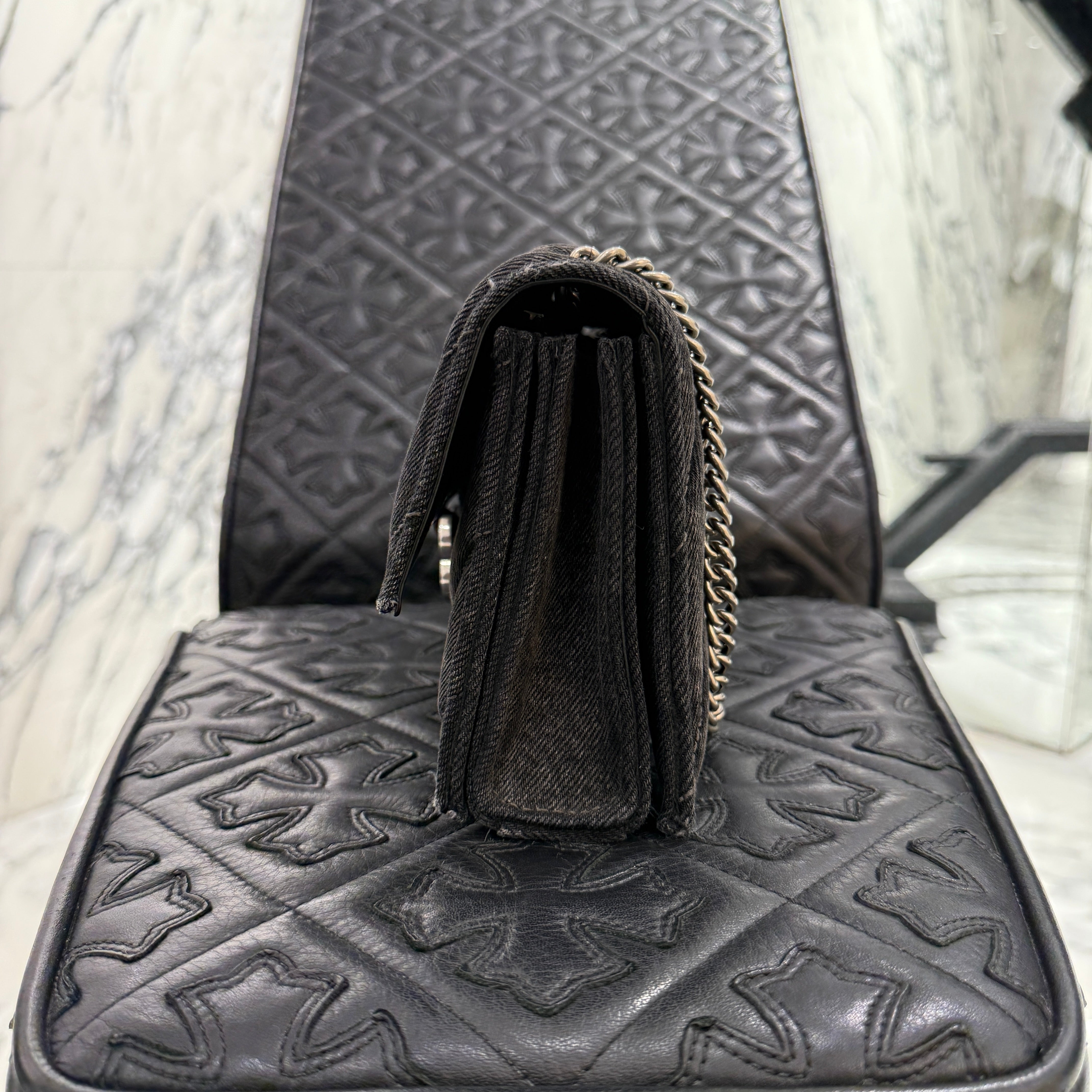 BALENCIAGA CRUSH Quilting Denim Shoulder Bag 716351 2AAK1 1000 バレンシアガ クラッシュ キルティングデニム ショルダーバッグ