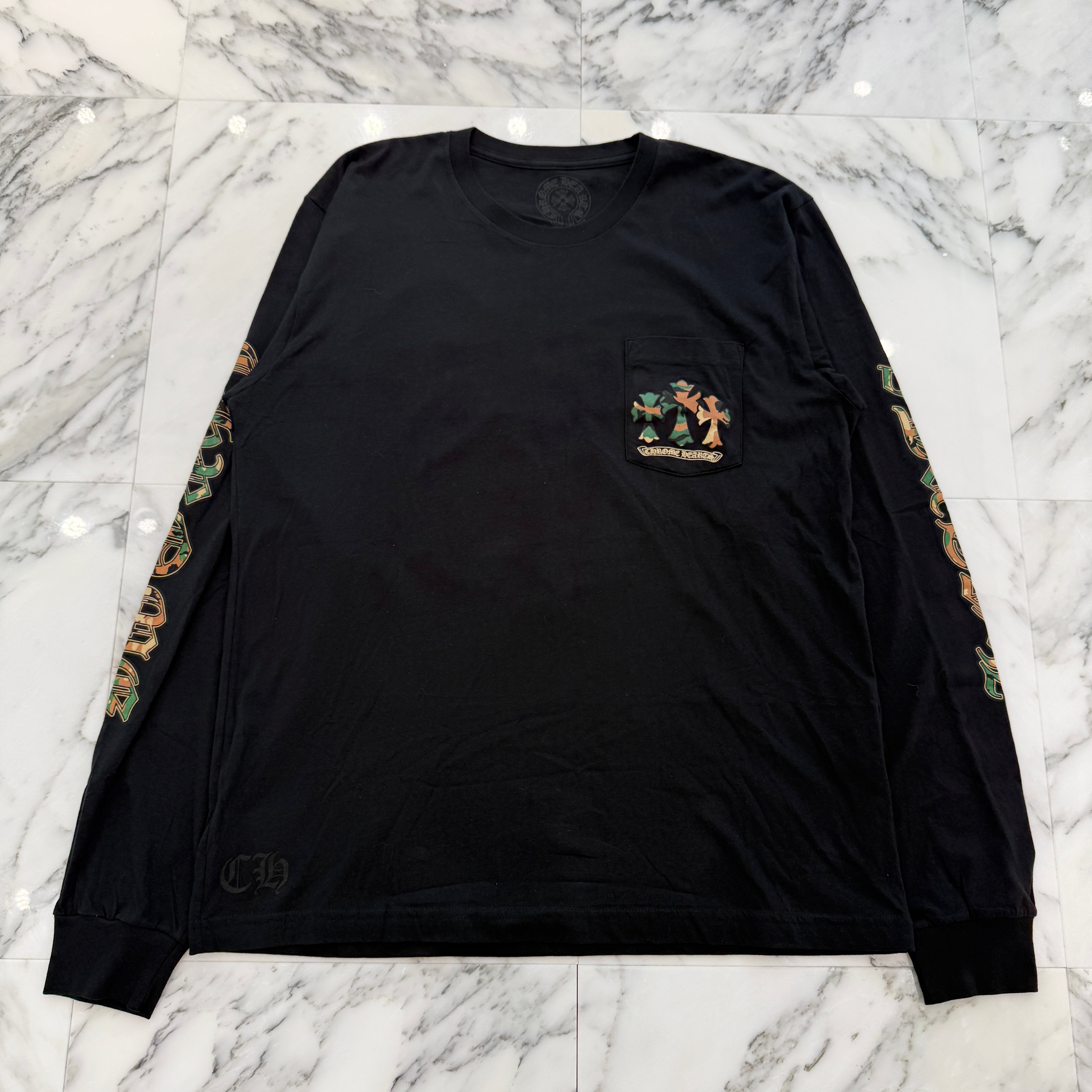 在庫少★送料込【Chrome Hearts】Camo Horseshoe ロング Tシャツ Buy Chrome Hearts Horse Shoe Long-Sleeve T-Shirt 'Black/Camo