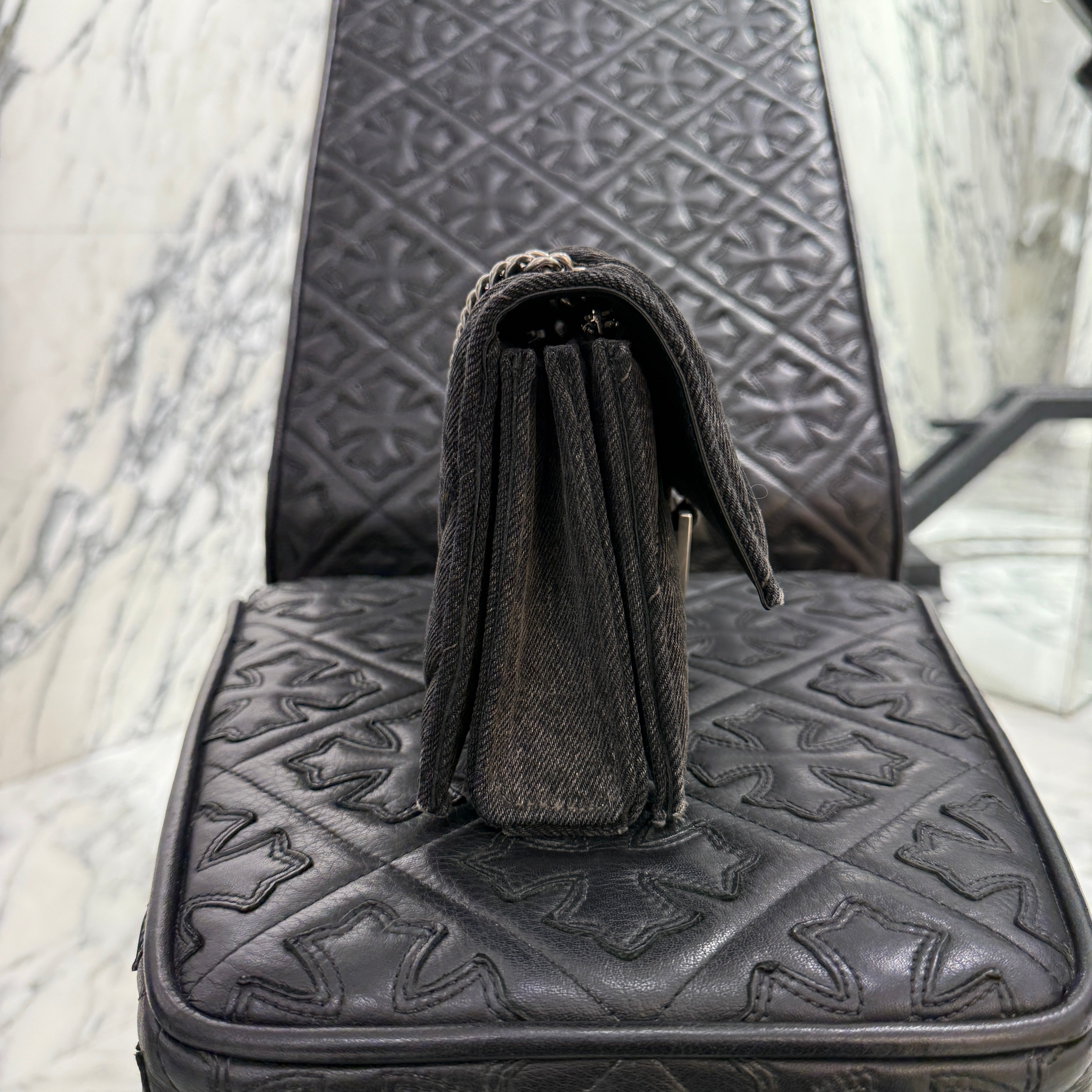 BALENCIAGA CRUSH Quilting Denim Shoulder Bag 716351 2AAK1 1000 バレンシアガ クラッシュ キルティングデニム ショルダーバッグ