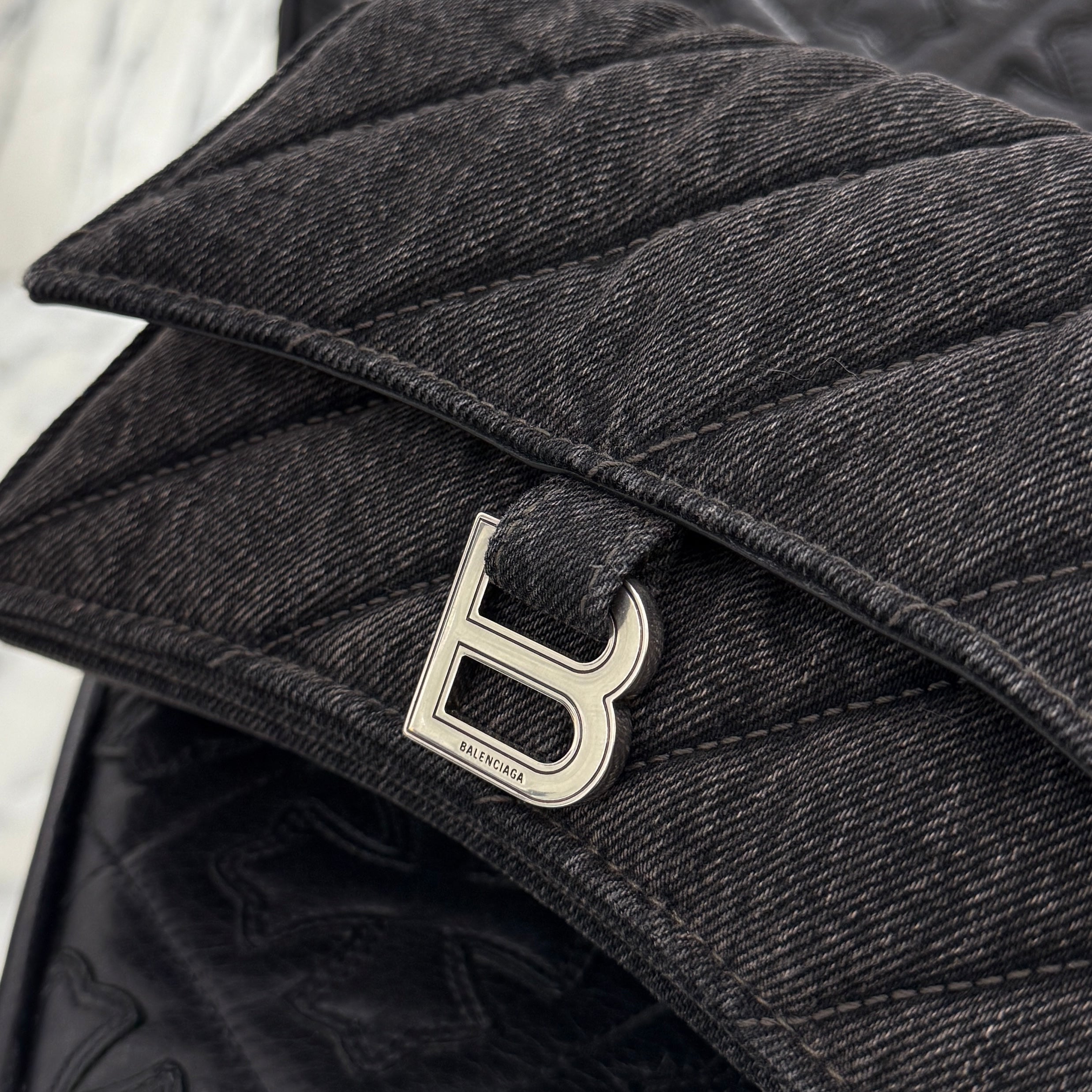 BALENCIAGA CRUSH Quilting Denim Shoulder Bag 716351 2AAK1 1000 バレンシアガ クラッシュ キルティングデニム ショルダーバッグ