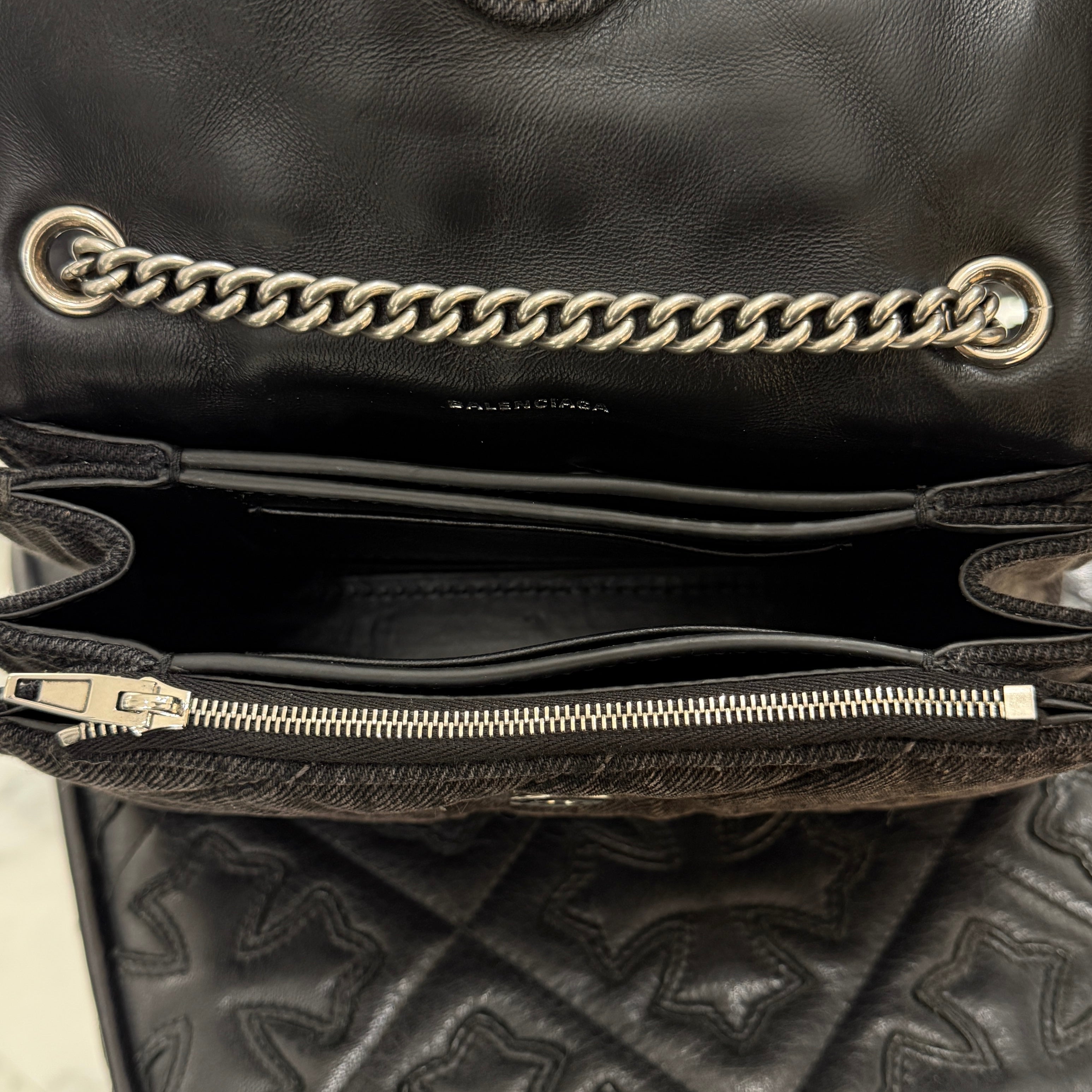 BALENCIAGA CRUSH Quilting Denim Shoulder Bag 716351 2AAK1 1000 バレンシアガ クラッシュ キルティングデニム ショルダーバッグ