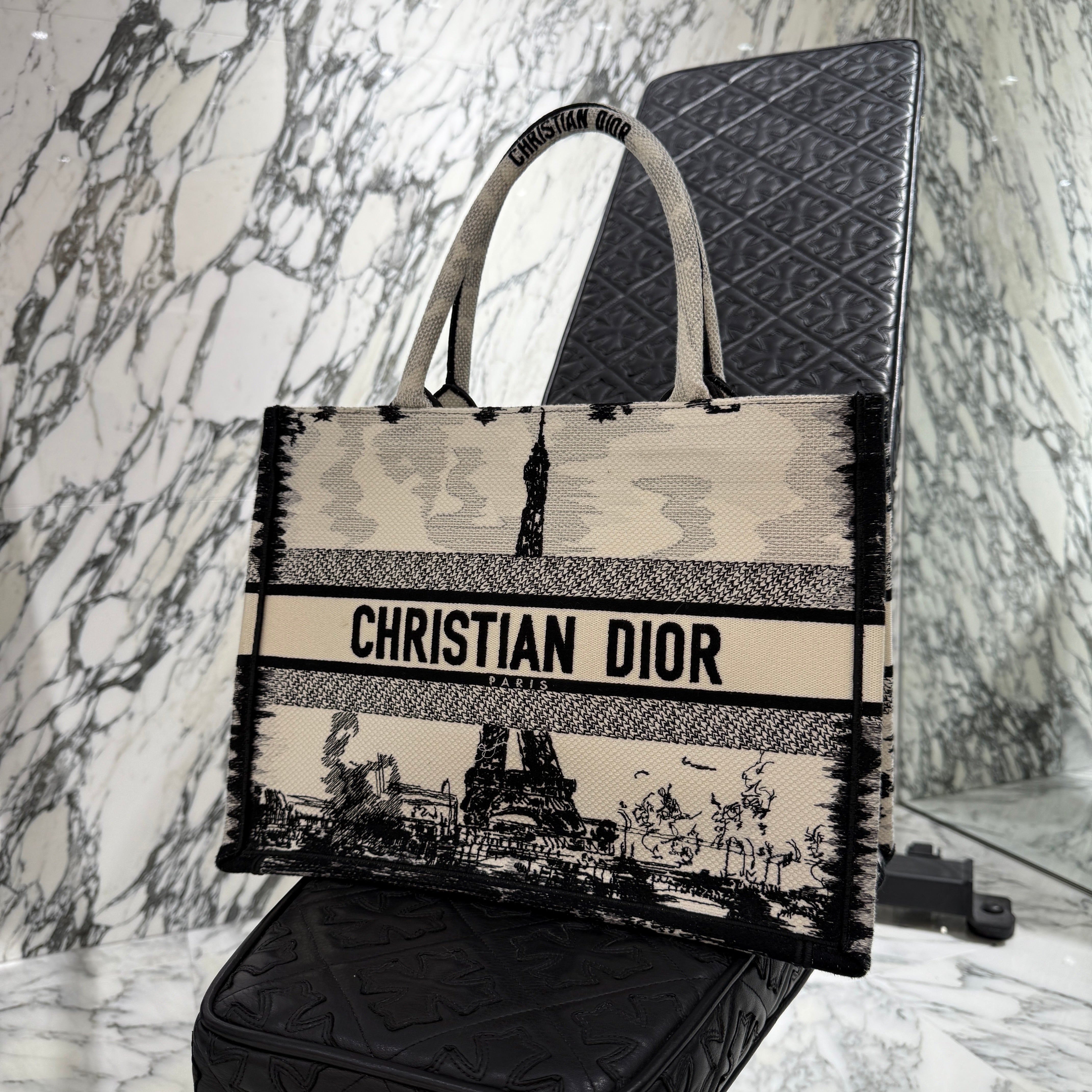 DIOR Eiffel Tower Motif Book Tote Bag Medium ディオール エッフェル塔モチーフ ブックトートバッグ ミディアム