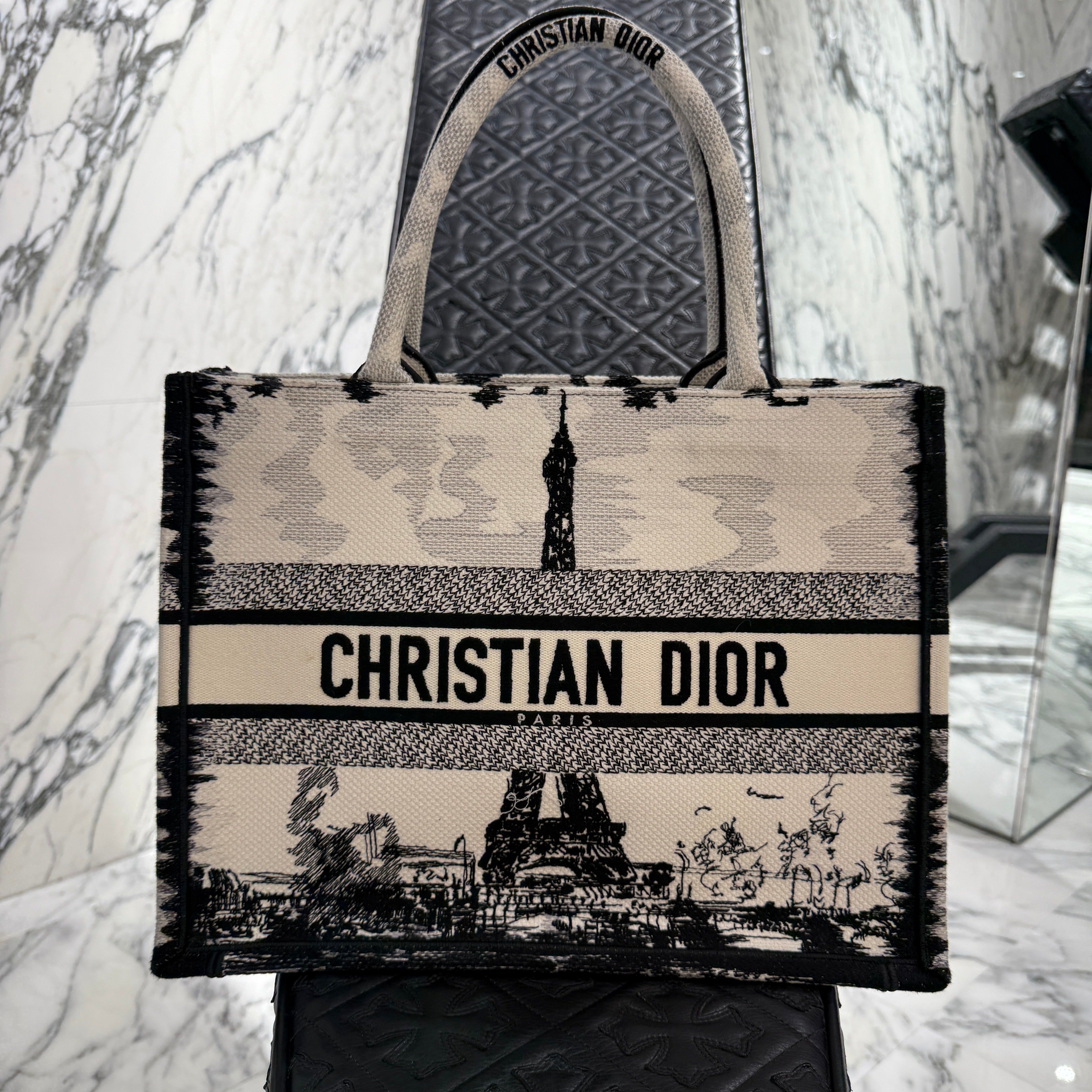 DIOR Eiffel Tower Motif Book Tote Bag Medium ディオール エッフェル