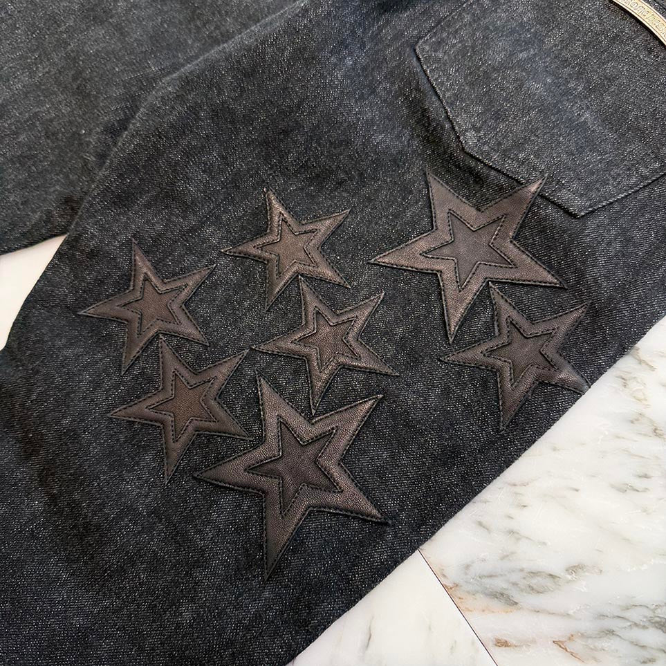 CHROME HEARTS Flare Knee Star Leather Patch Denim Pants Size 31 クロムハーツ フレアニー スターレザーパッチ デニムパンツ サイズ31