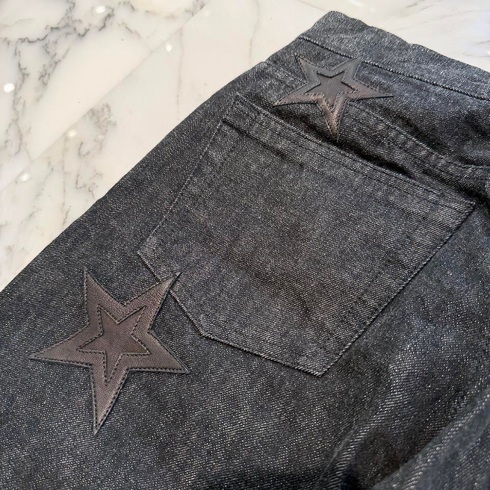 CHROME HEARTS Flare Knee Star Leather Patch Denim Pants Size 31 クロムハーツ フレアニー スターレザーパッチ デニムパンツ サイズ31
