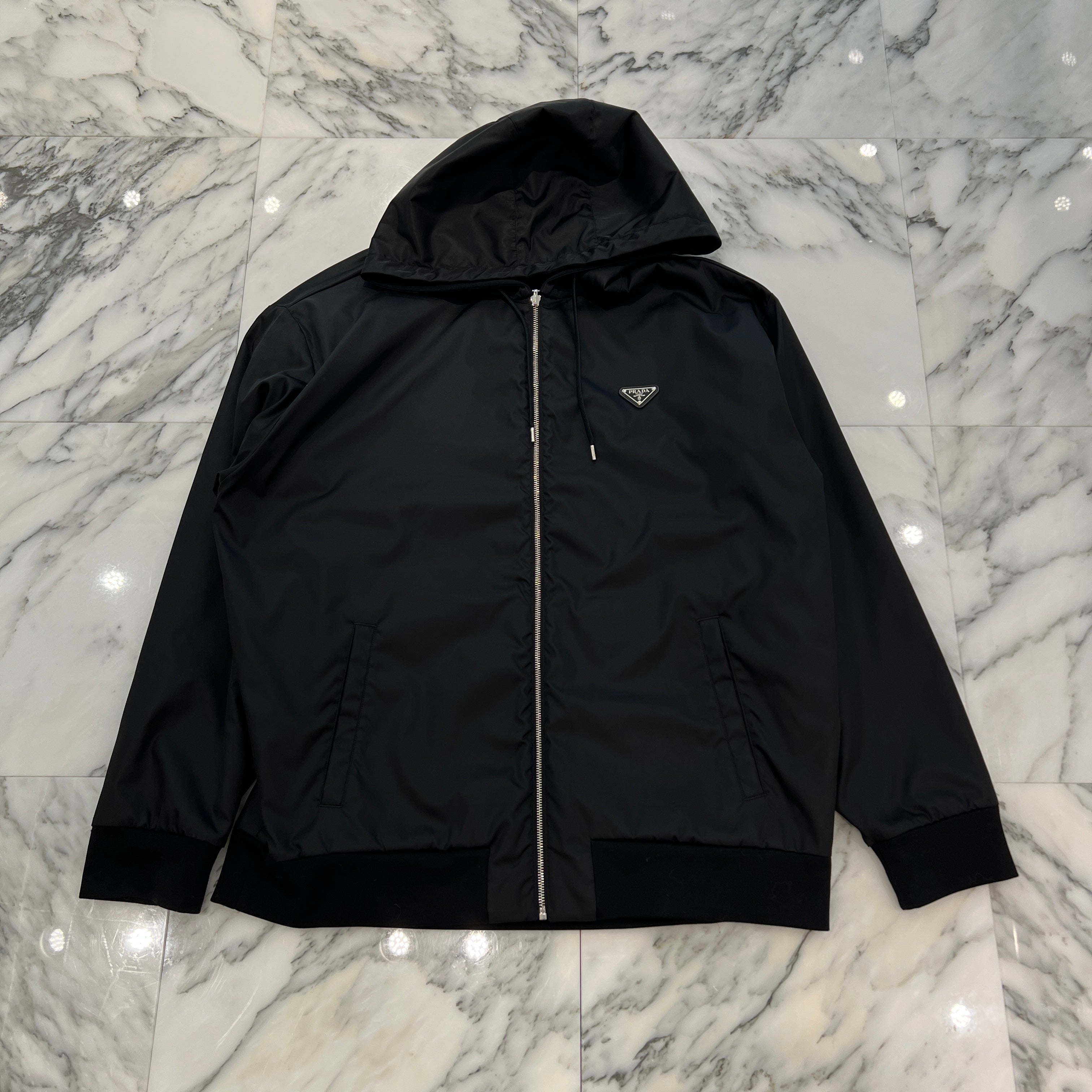 PRADA 2024SS Reversible Cotton Fleece And Nylon Hoodie Jacket UJL41B S0000 11JE Size XXXL プラダ リバーシブル コットンフリース ナイロン フーディー ジャケット サイズXXXL