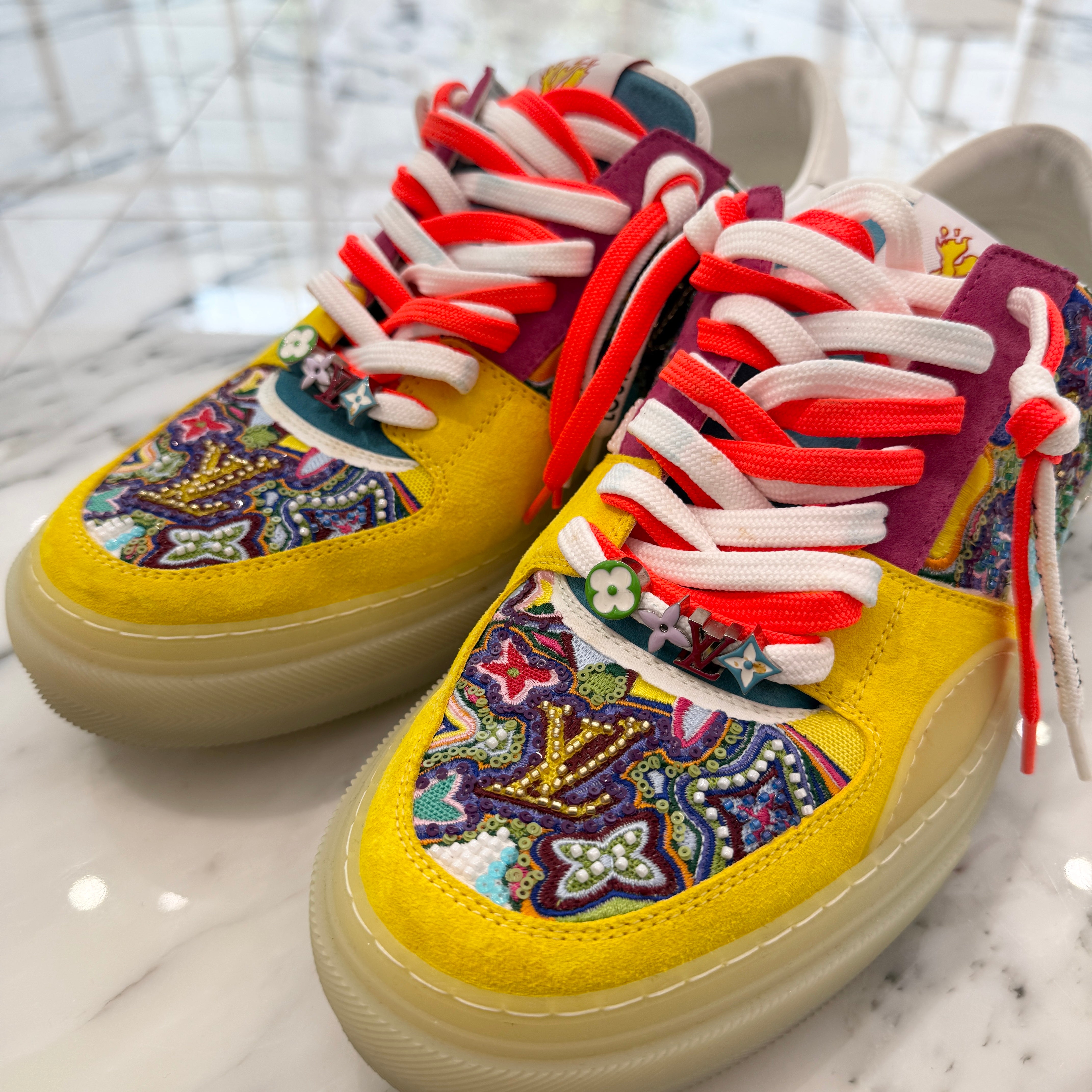 LOUIS VUITTON 2021AW LV Ollie Yellow Beads Sneakers 1A8Q49 Size 9 1/2 ルイヴィトン LVオリ イエロービーズ スニーカー サイズ9 1/2