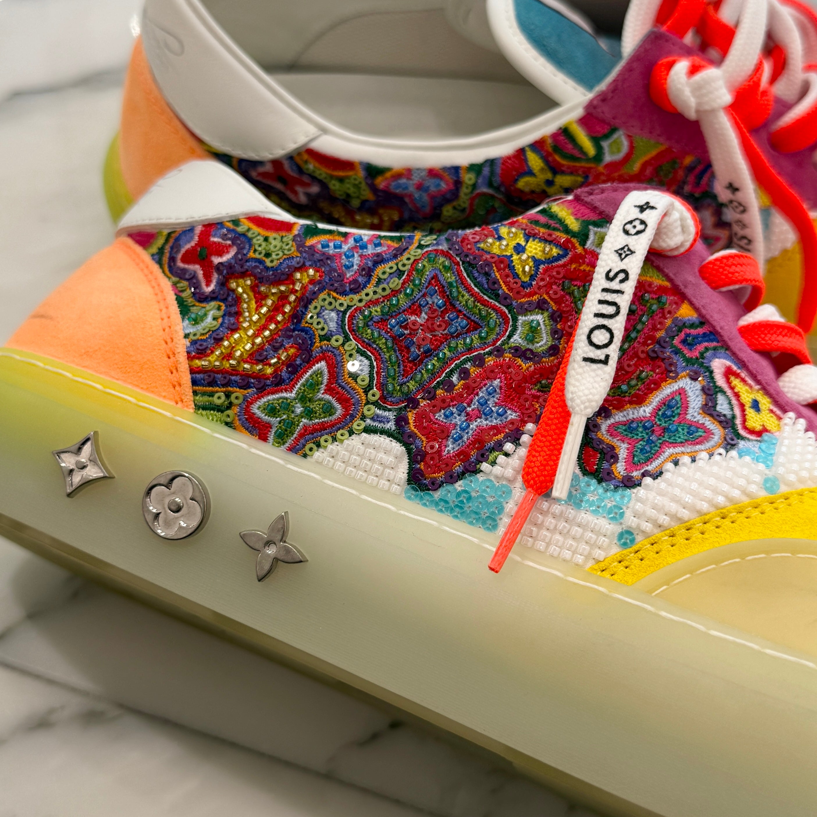 LOUIS VUITTON 2021AW LV Ollie Yellow Beads Sneakers 1A8Q49 Size 9 1/2 ルイヴィトン LVオリ イエロービーズ スニーカー サイズ9 1/2