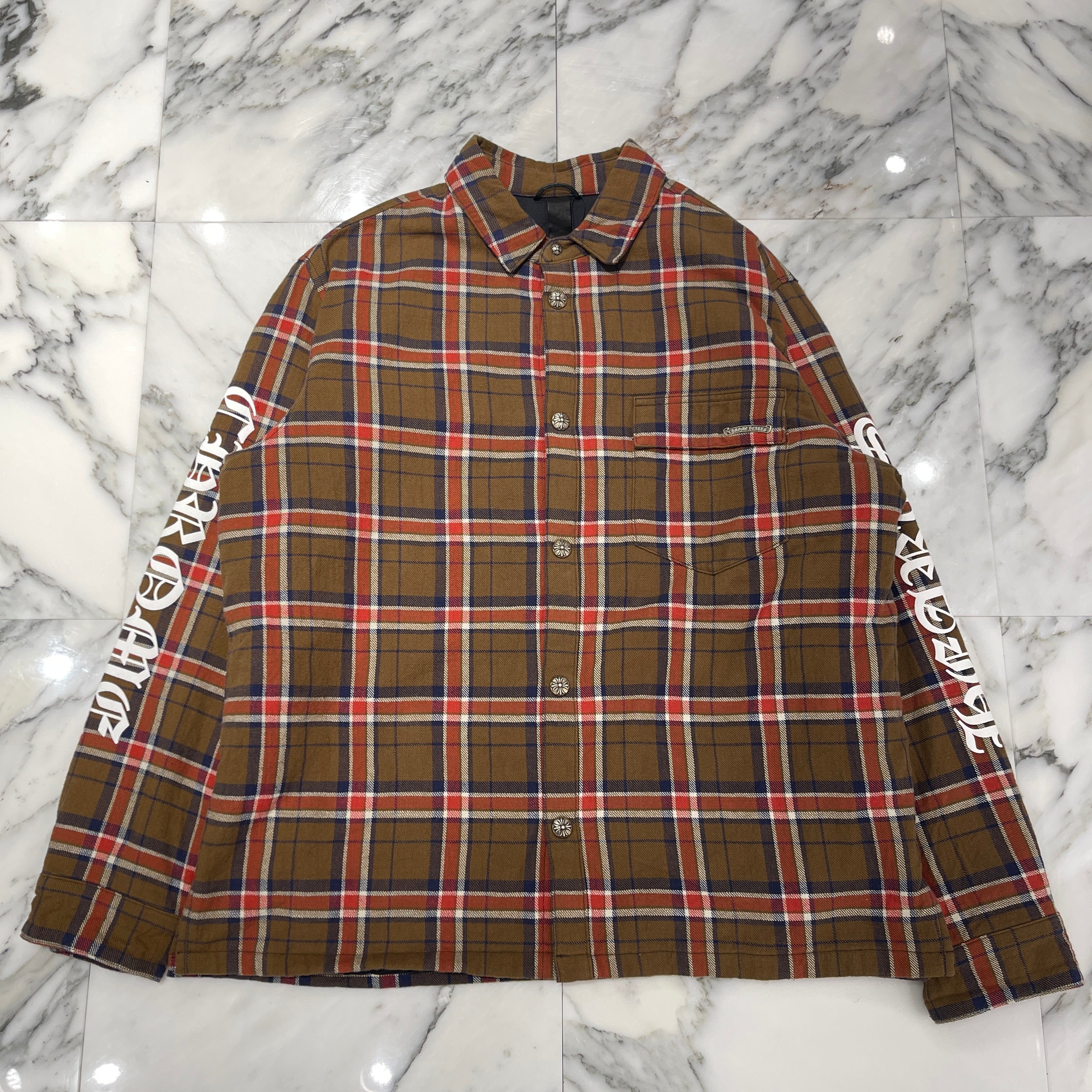 CHROME HEARTS Y NOT WORK DOG Flannel Check Shirt Jacket Size XL クロムハーツ ワイノット ワークドッグ フランネル チェック シャツジャケット サイズXL