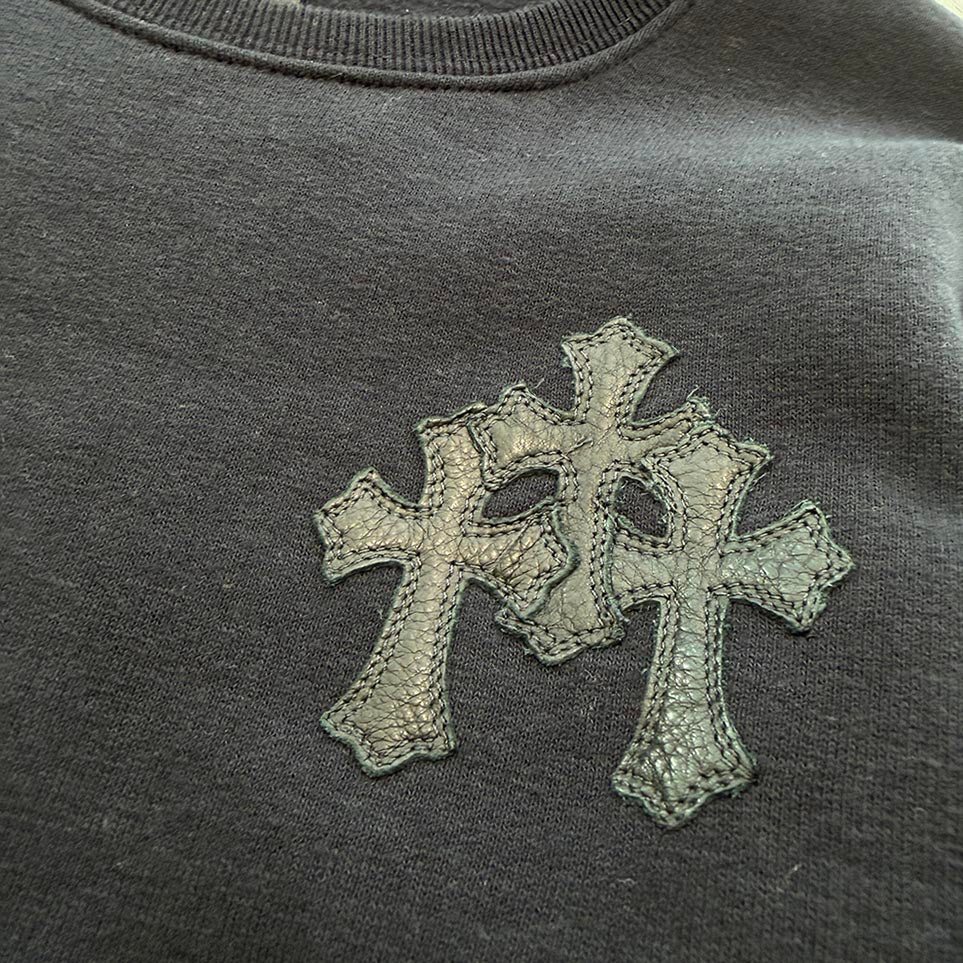 CHROME HEARTS Y NOT Cemetery Cross Leather Patch Arm Leather Sweat