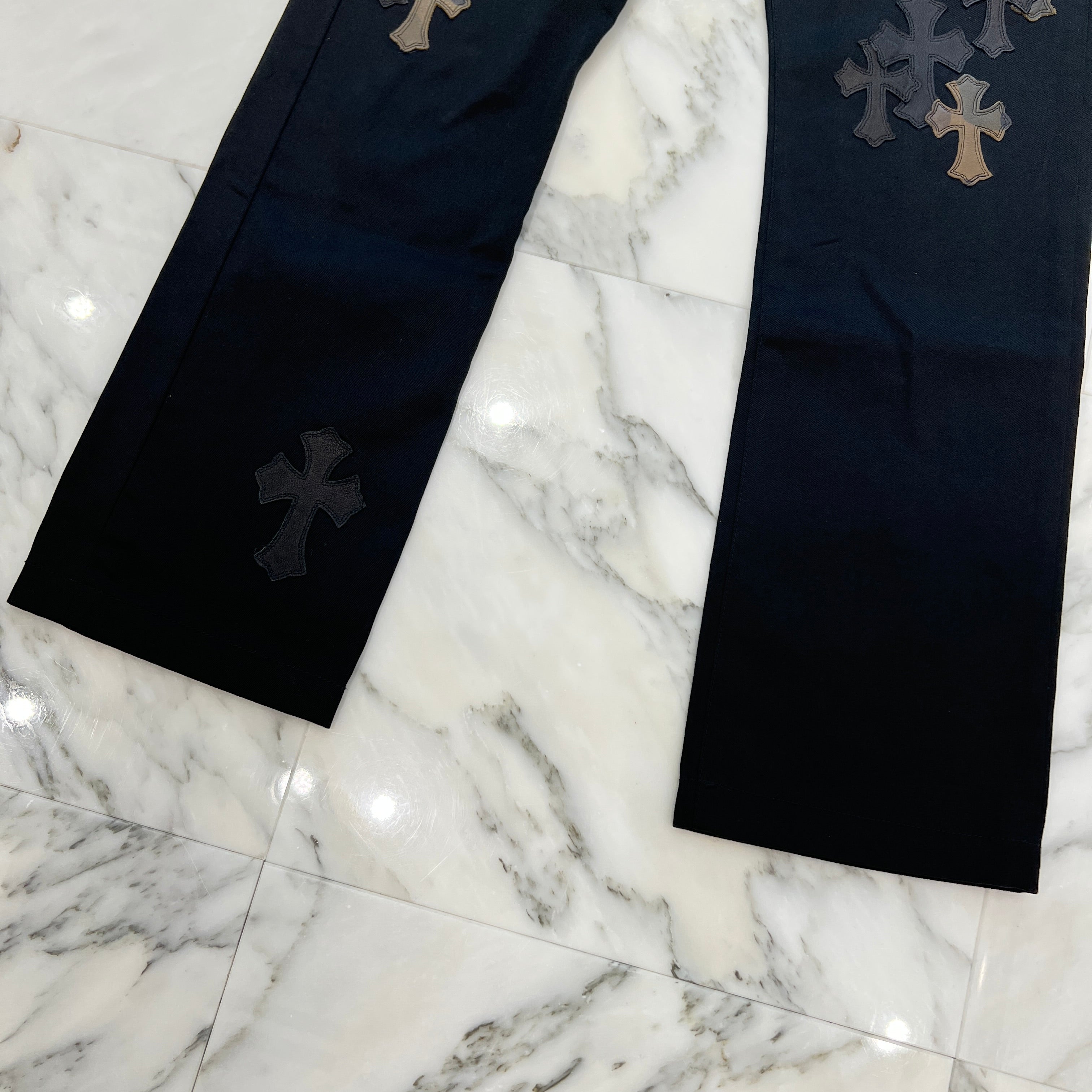 CHROME HEARTS Multi Leather Patch Cross Ball Button Cotton Chino Pants Size 29 クロムハーツ マルチレザーパッチ クロスボールボタン コットン チノパンツ サイズ29