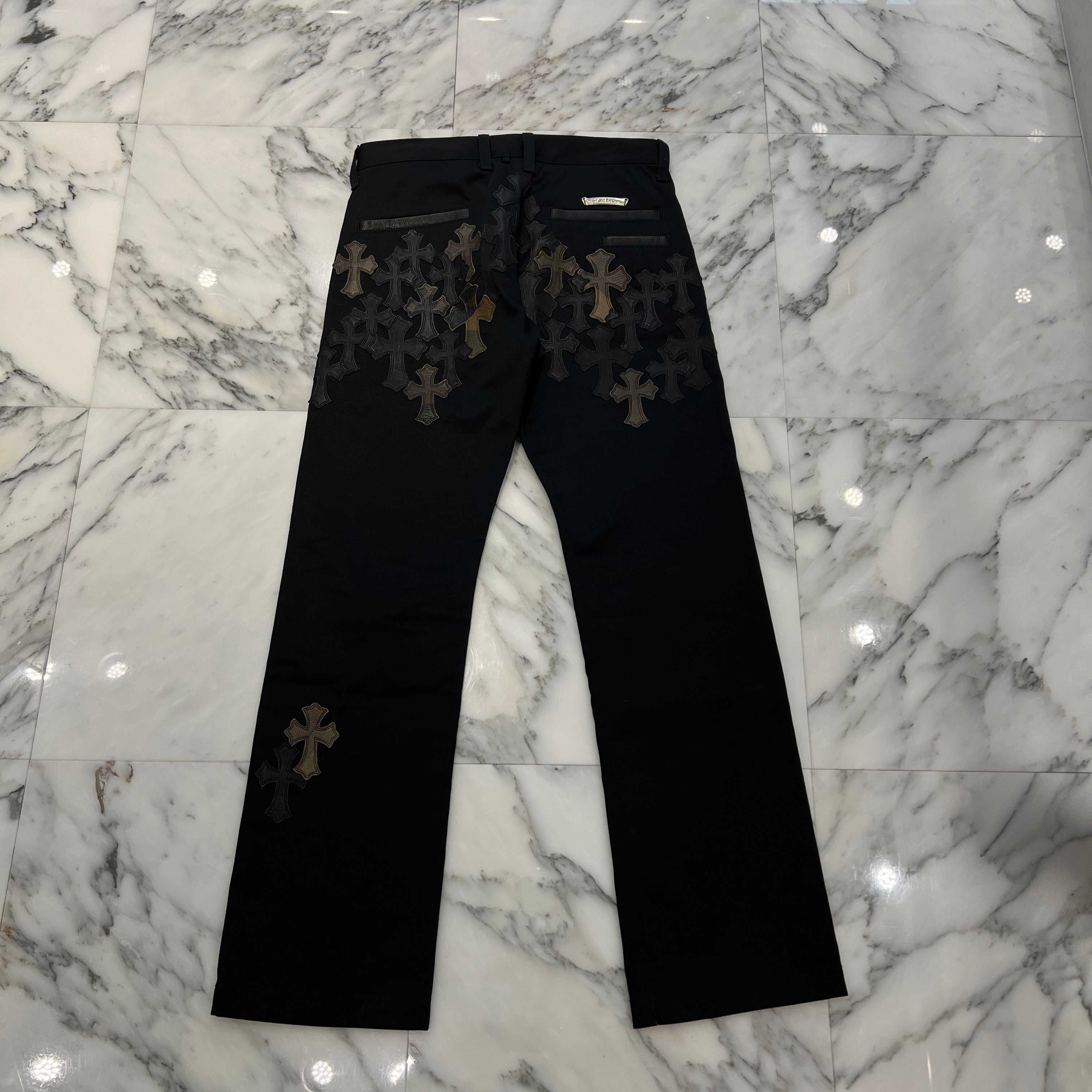 CHROME HEARTS Multi Leather Patch Cross Ball Button Cotton Chino Pants Size 29 クロムハーツ マルチレザーパッチ クロスボールボタン コットン チノパンツ サイズ29