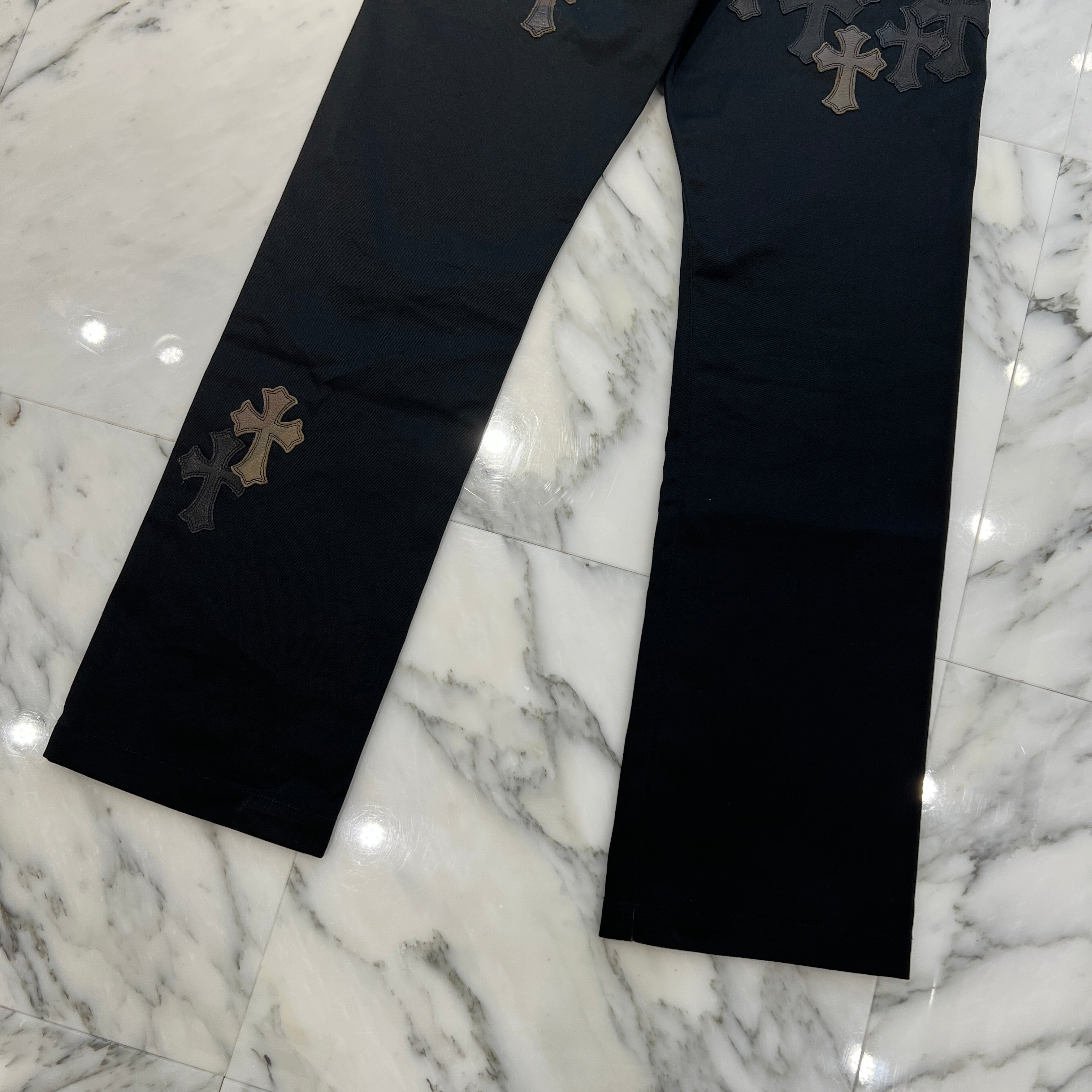 CHROME HEARTS Multi Leather Patch Cross Ball Button Cotton Chino Pants Size 29 クロムハーツ マルチレザーパッチ クロスボールボタン コットン チノパンツ サイズ29
