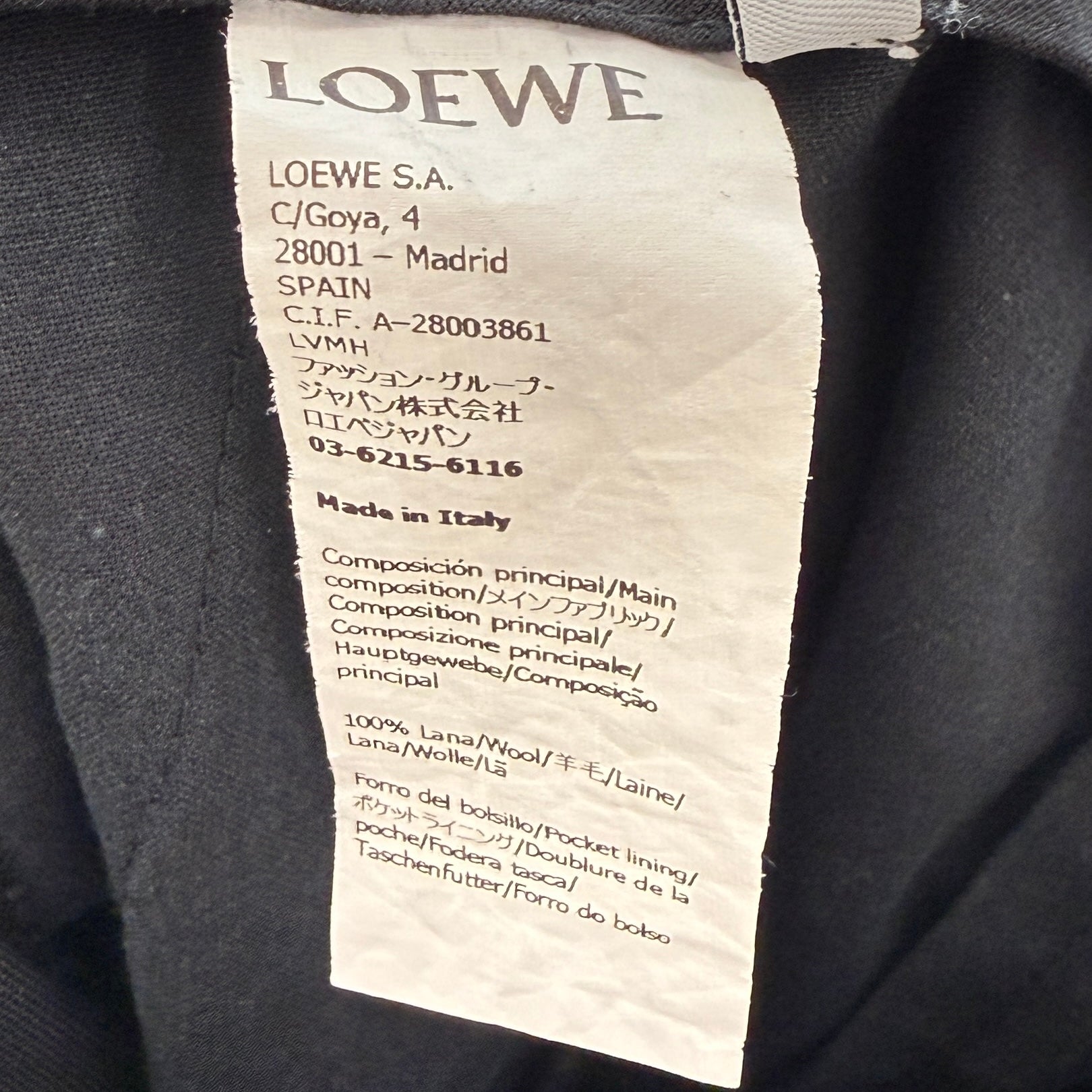 LOEWE Balloon Trousers Wool Slacks Pants SS40Y04XC4 Size 32 ロエベ バルーン トラウザーズ ウール スラックス パンツ サイズ32