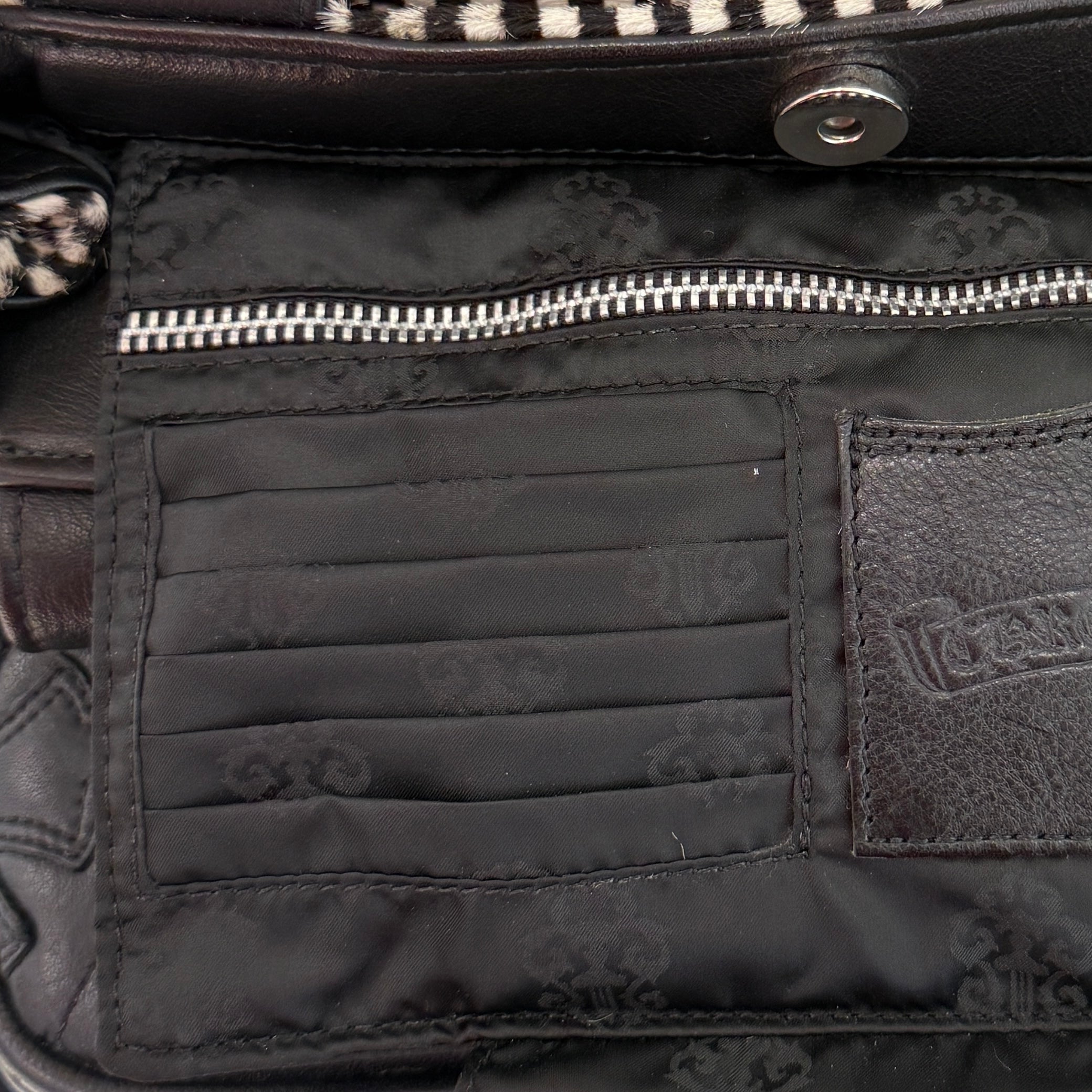 CHROME HEARTS JJ Dean Checkered Pattern Harako Leather Riders Hand Bag クロムハーツ JJ ディーン チェッカー柄 ハラコレザー ライダース ハンドバッグ