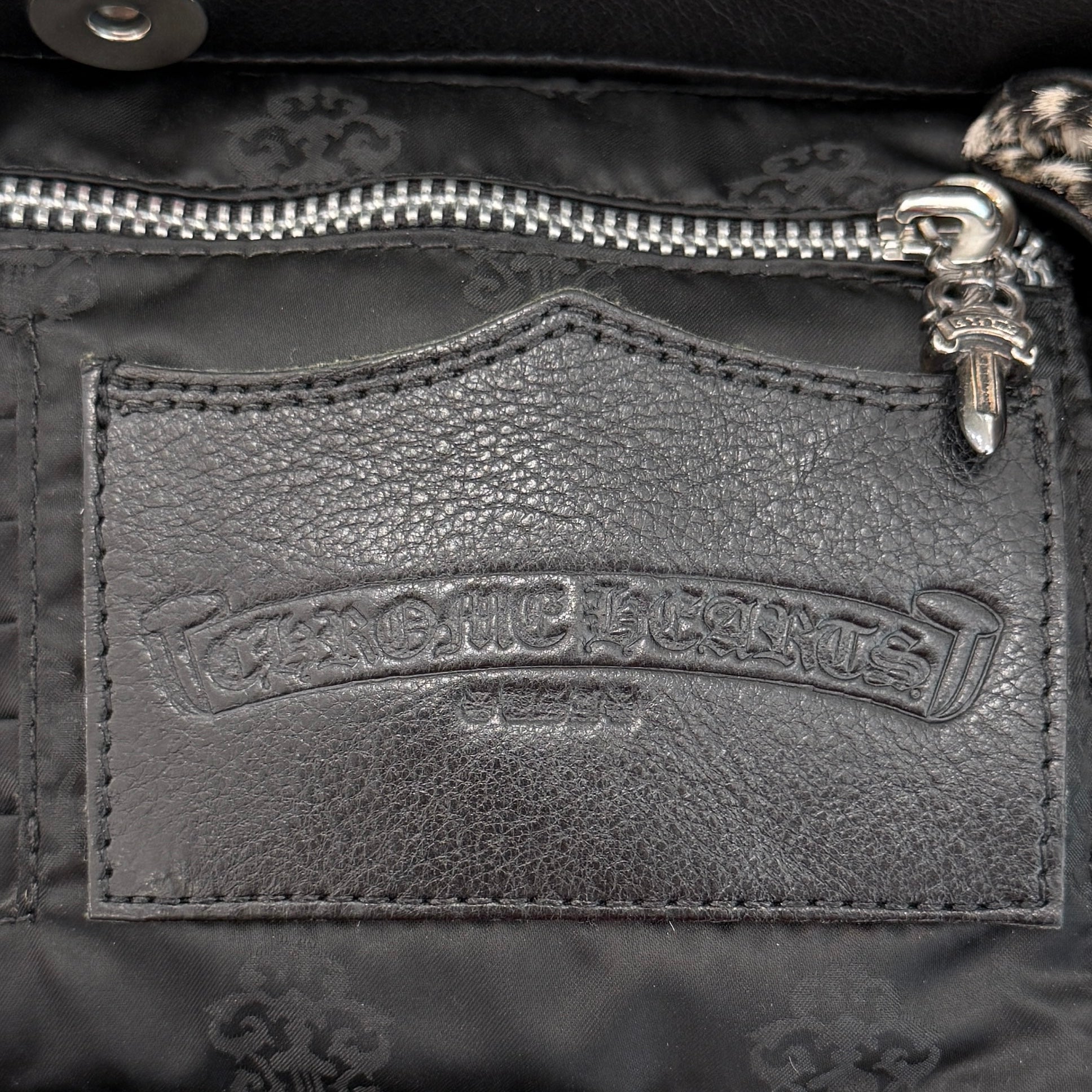 CHROME HEARTS JJ Dean Checkered Pattern Harako Leather Riders Hand Bag クロムハーツ JJ ディーン チェッカー柄 ハラコレザー ライダース ハンドバッグ