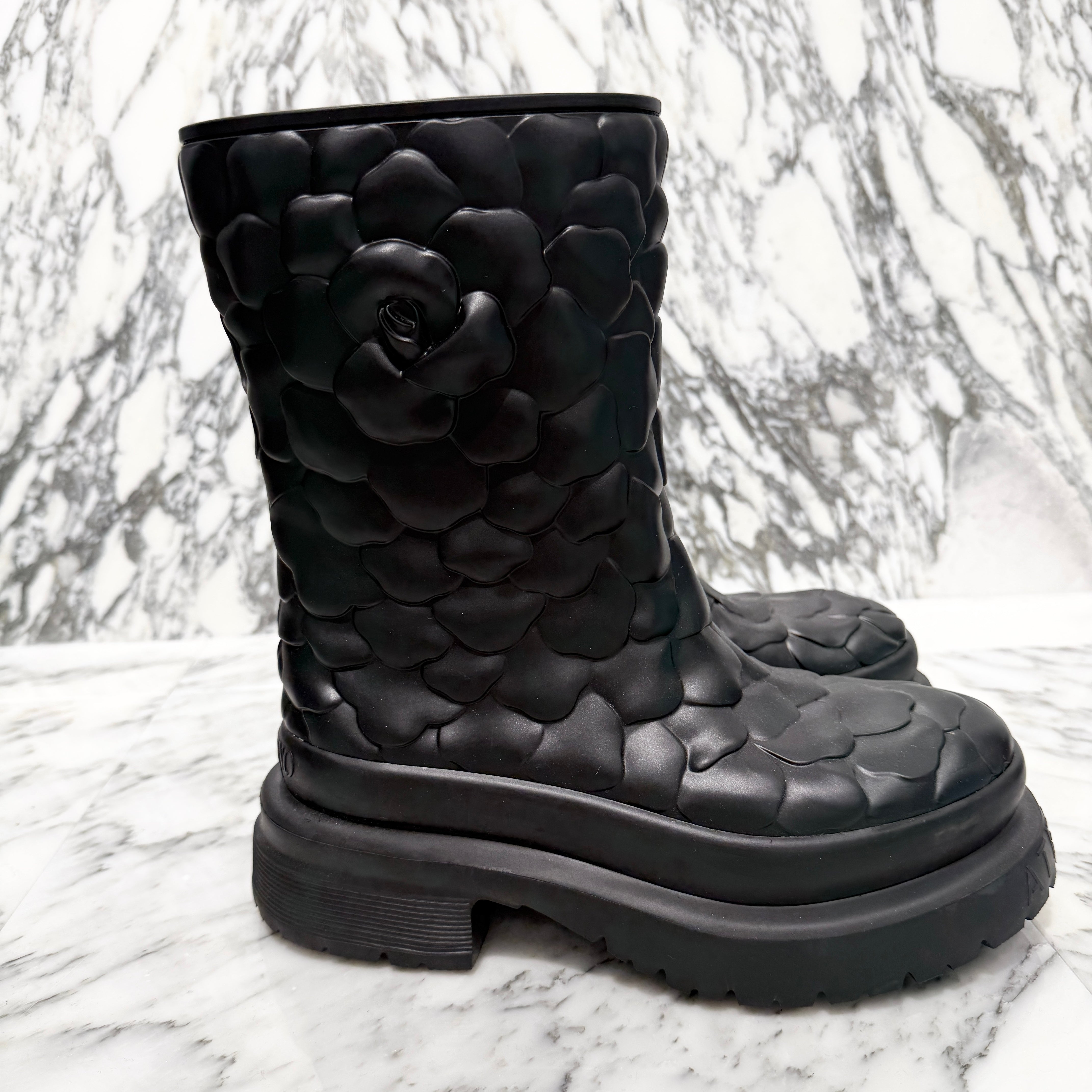 VALENTINO 2021AW 03 Rose Edition "Atelier" Rubber Boots Size 40（27cm） ヴァレンティノ 03 ローズ エディション "アトリエ" ラバーブーツ サイズ40（27cm）