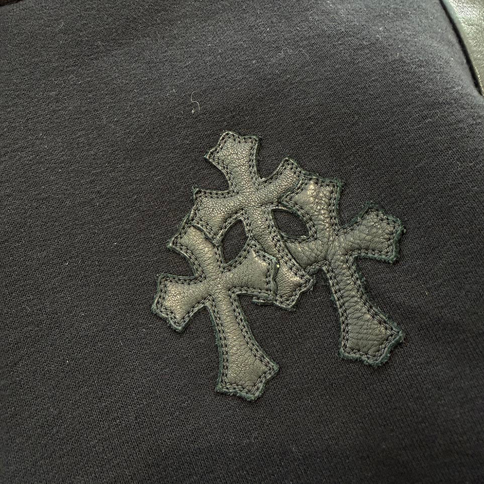 CHROME HEARTS Y NOT Leather Cross Patch Arm Leather Switching
