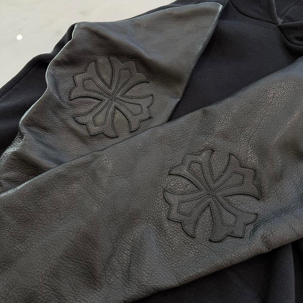 CHROME HEARTS Y NOT Leather Cross Patch Arm Leather Switching