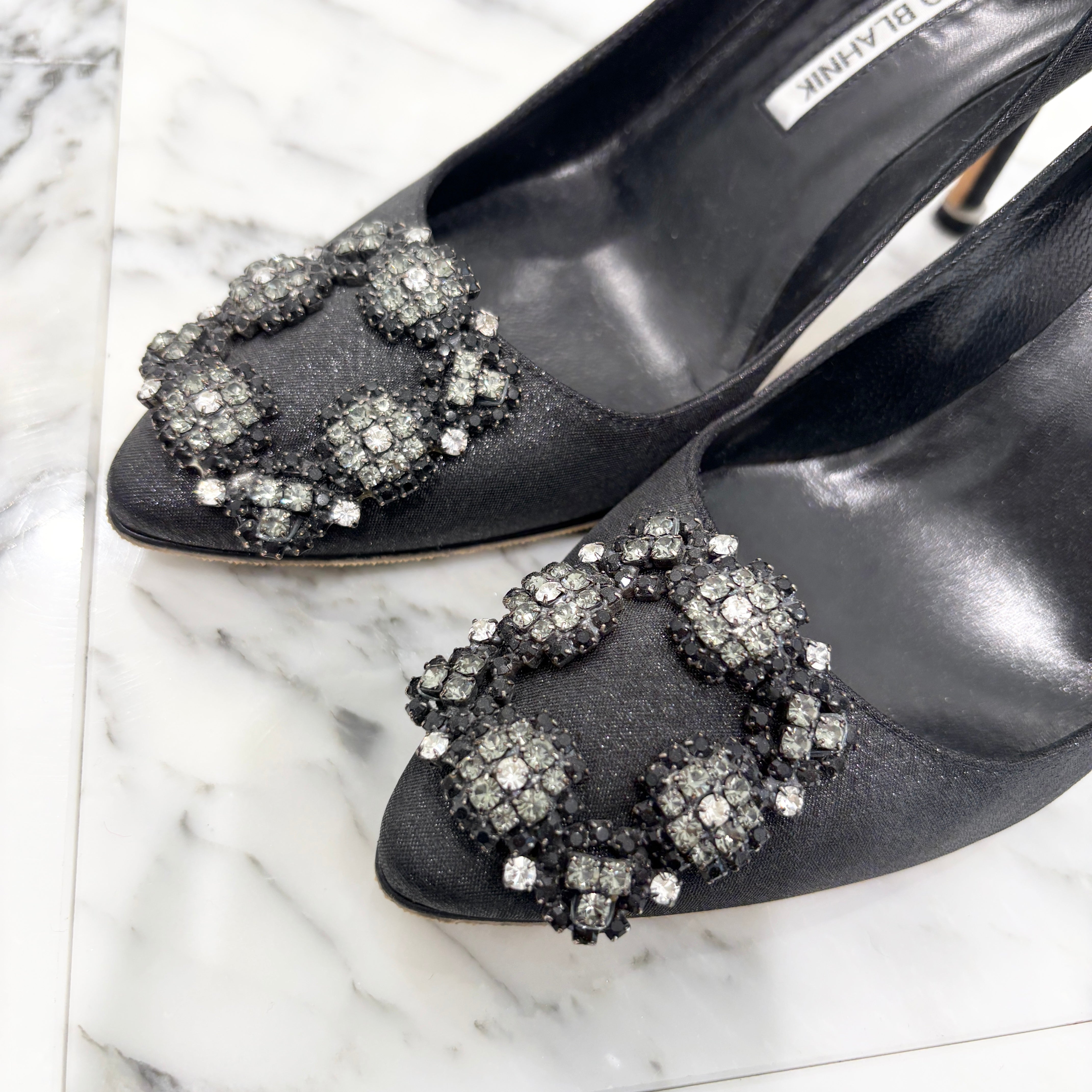 MANOLO BLAHNIK HANGISI Jewel Buckle Pumps Size 35(22cm) マノロブラニク ハンギシ ジュエルバックル パンプス サイズ35(22cm)