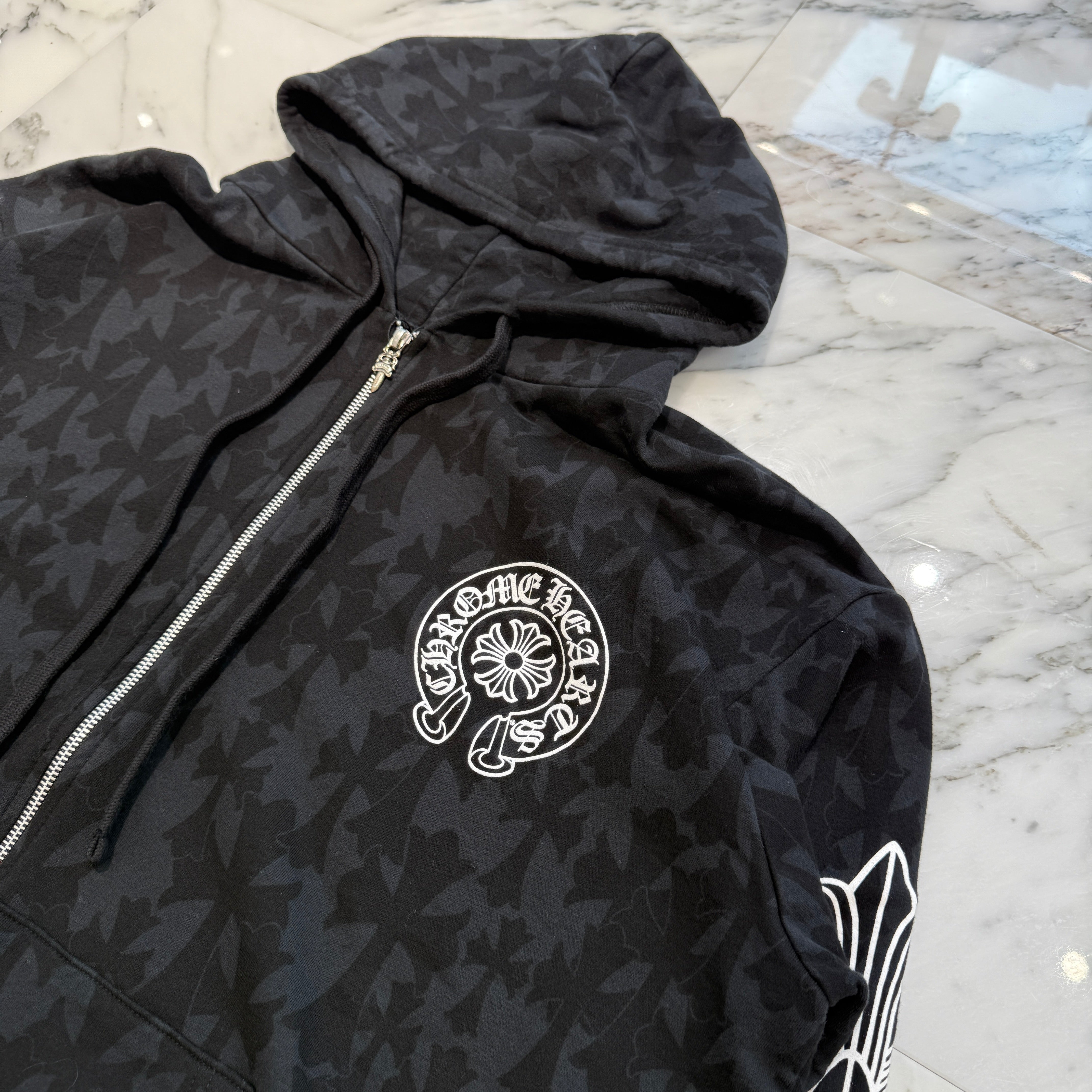 CHROME HEARTS 2024SS Graveyard Cemetery Cross Zip Up Hoodie Size XL クロムハーツ グレイブヤード セメタリークロス ジップアップ フーディ 総柄 サイズXL
