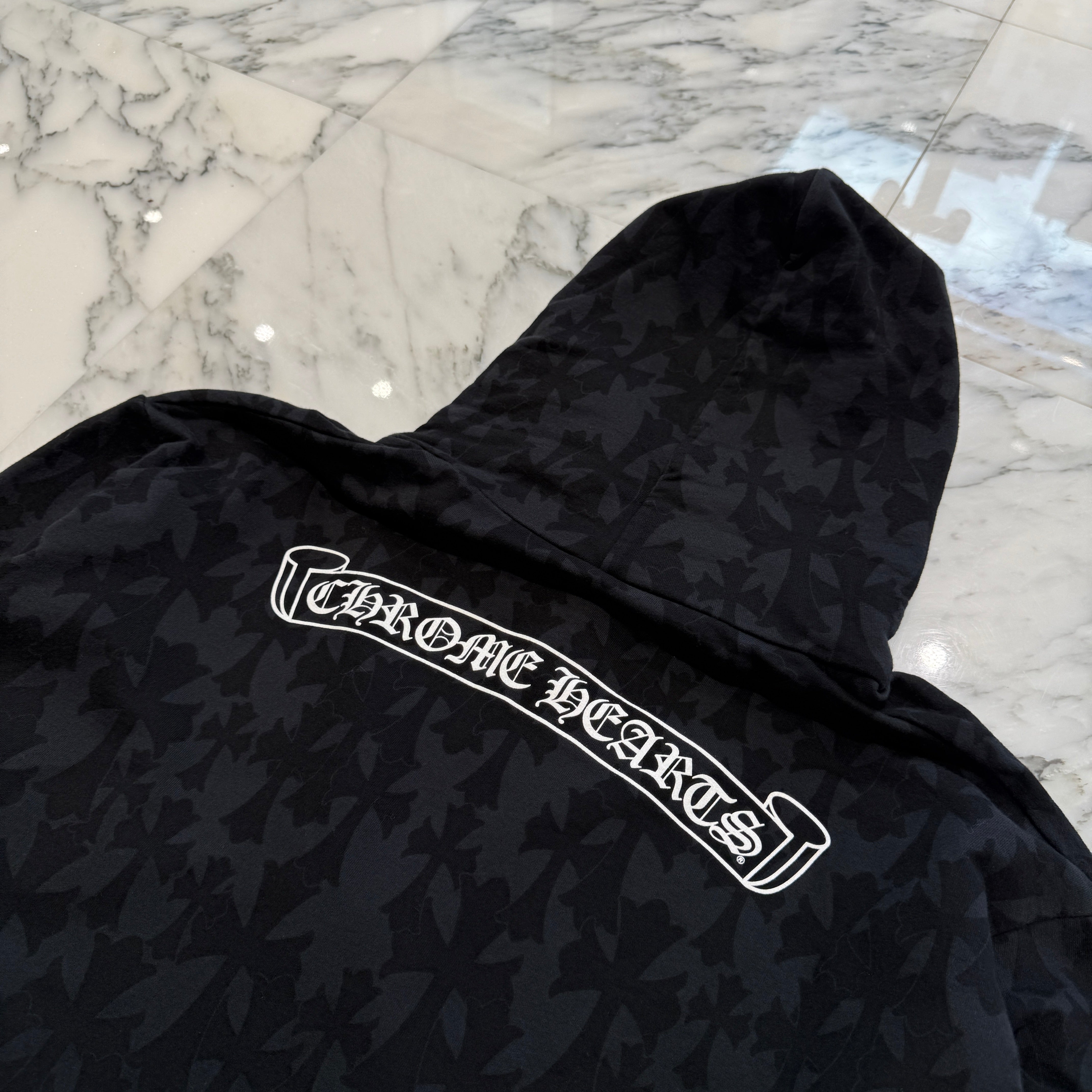 CHROME HEARTS 2024SS Graveyard Cemetery Cross Zip Up Hoodie Size XL クロムハーツ グレイブヤード セメタリークロス ジップアップ フーディ 総柄 サイズXL