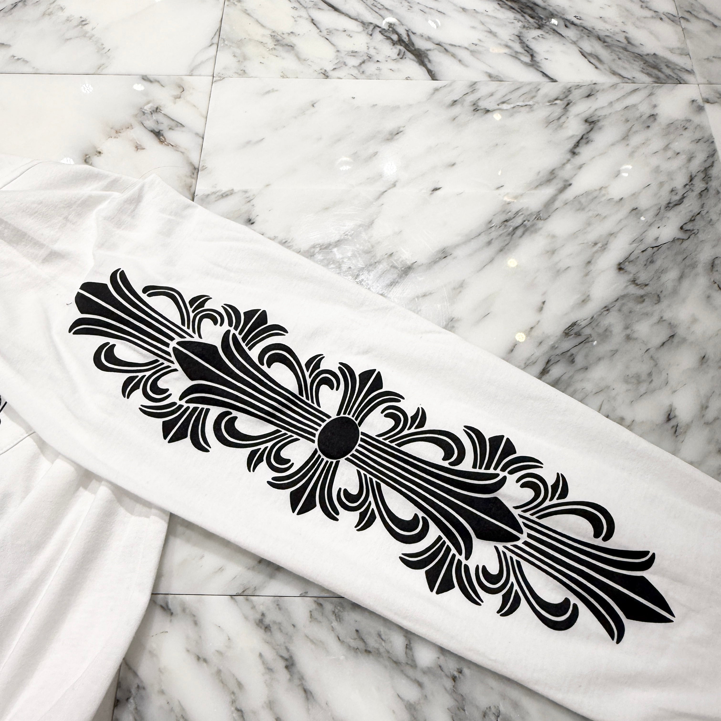 CHROME HEARTS Floral Cross Horseshoe Long Sleeve Tee Size L クロムハーツ フローラルクロス ホースシュー ロングスリーブTシャツ サイズL