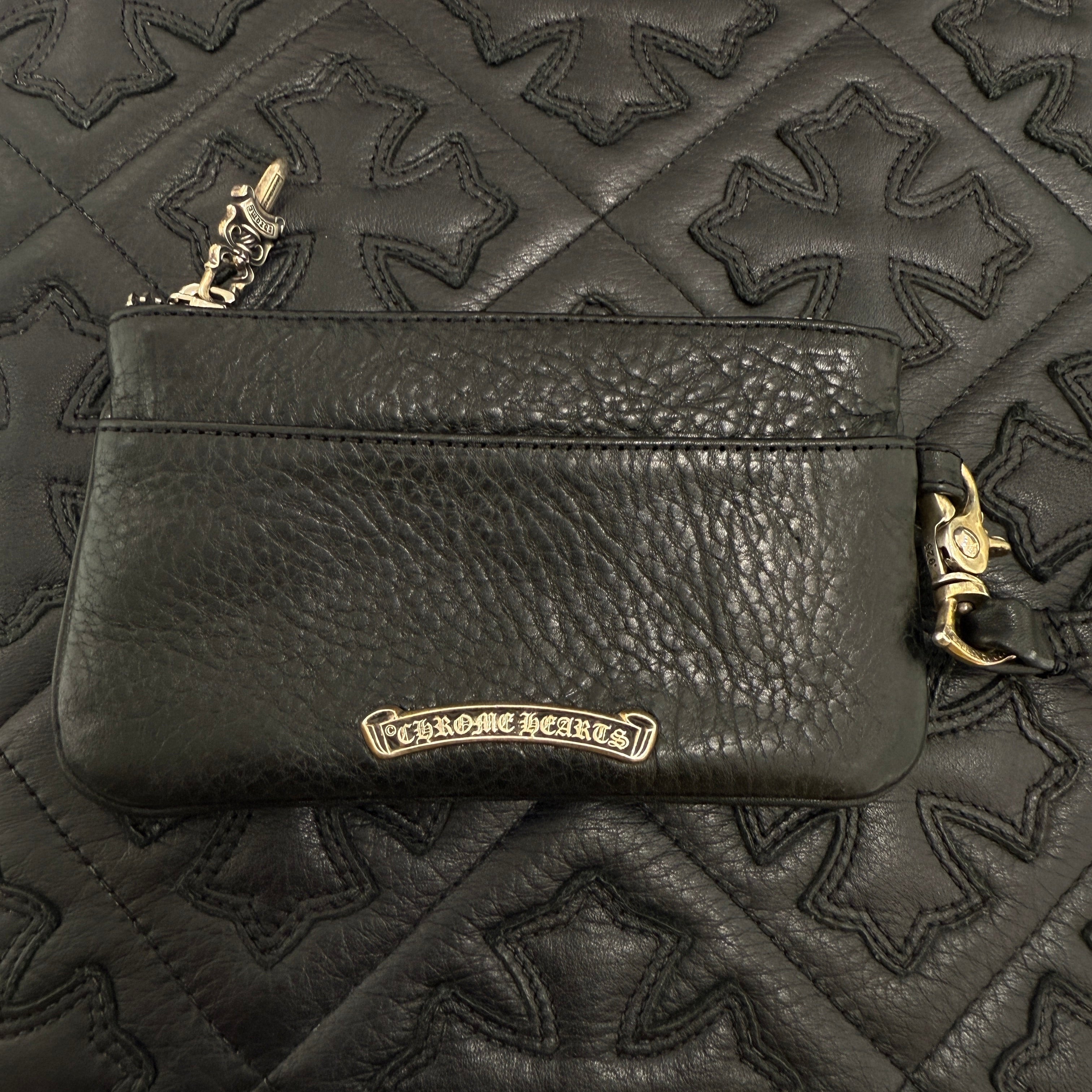 CHROME HEARTS Cross Leather Patch Zipper Change Purse Wallet クロムハーツ クロスレザーパッチ ジッパー チェンジパース ウォレット