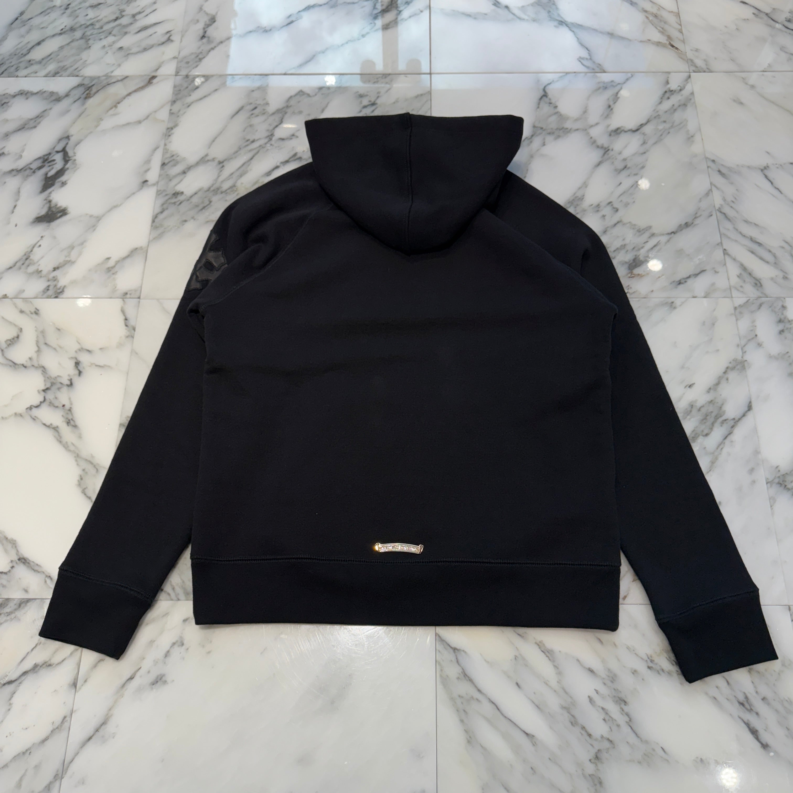 CHROME HEARTS Y NOT Cemetery Cross Leather Patch Pullover Hoodie