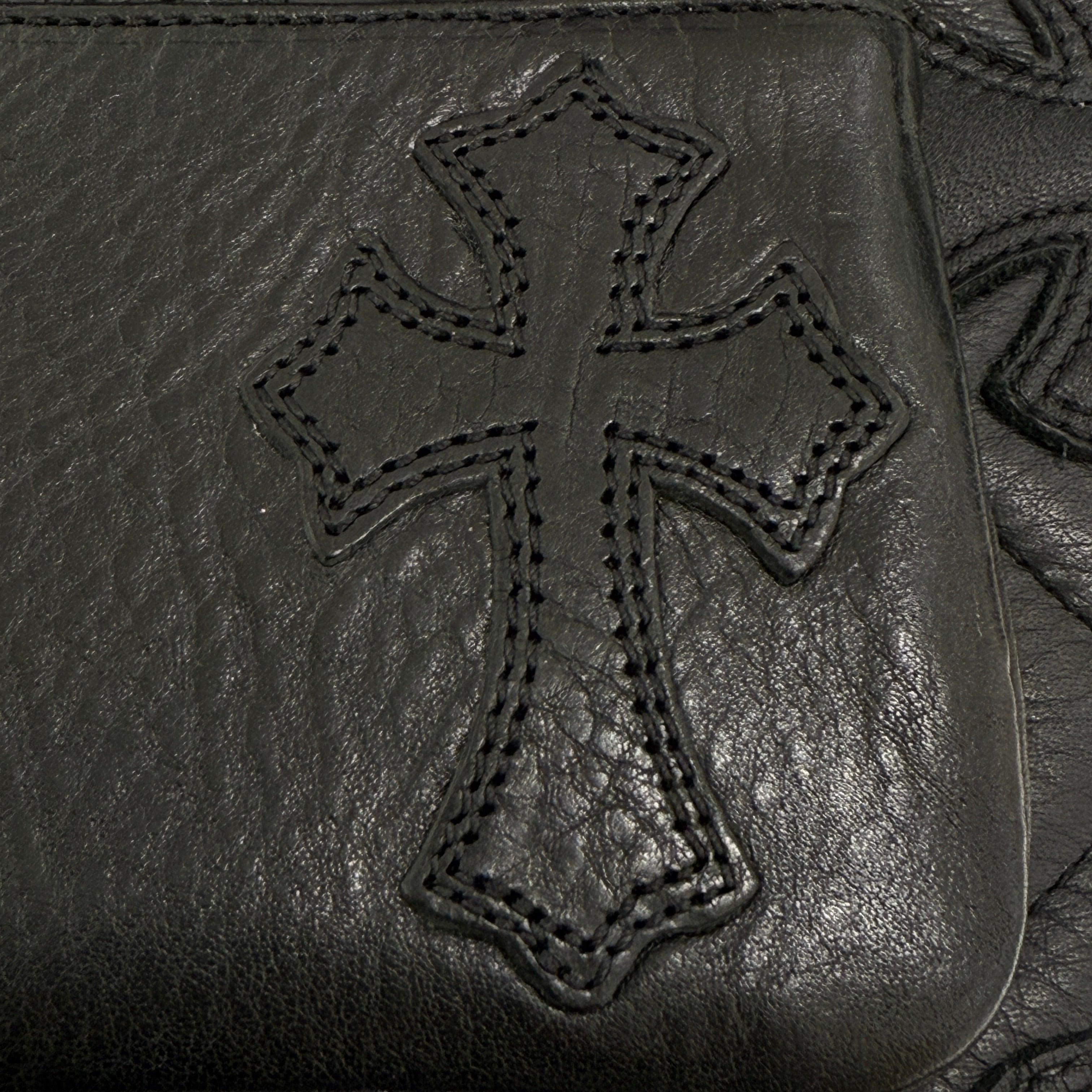 CHROME HEARTS Cross Leather Patch Zipper Change Purse Wallet クロムハーツ クロスレザーパッチ ジッパー チェンジパース ウォレット