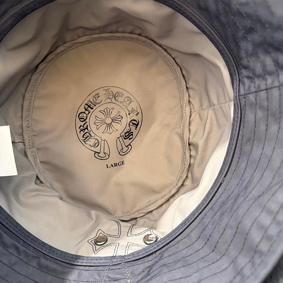 CHROME HEARTS 1 Cross Leather Patch Nylon Bucket Hat Size L (60.5cm) クロムハーツ 1クロス レザーパッチ ナイロン バケットハット サイズL (60.5cm)