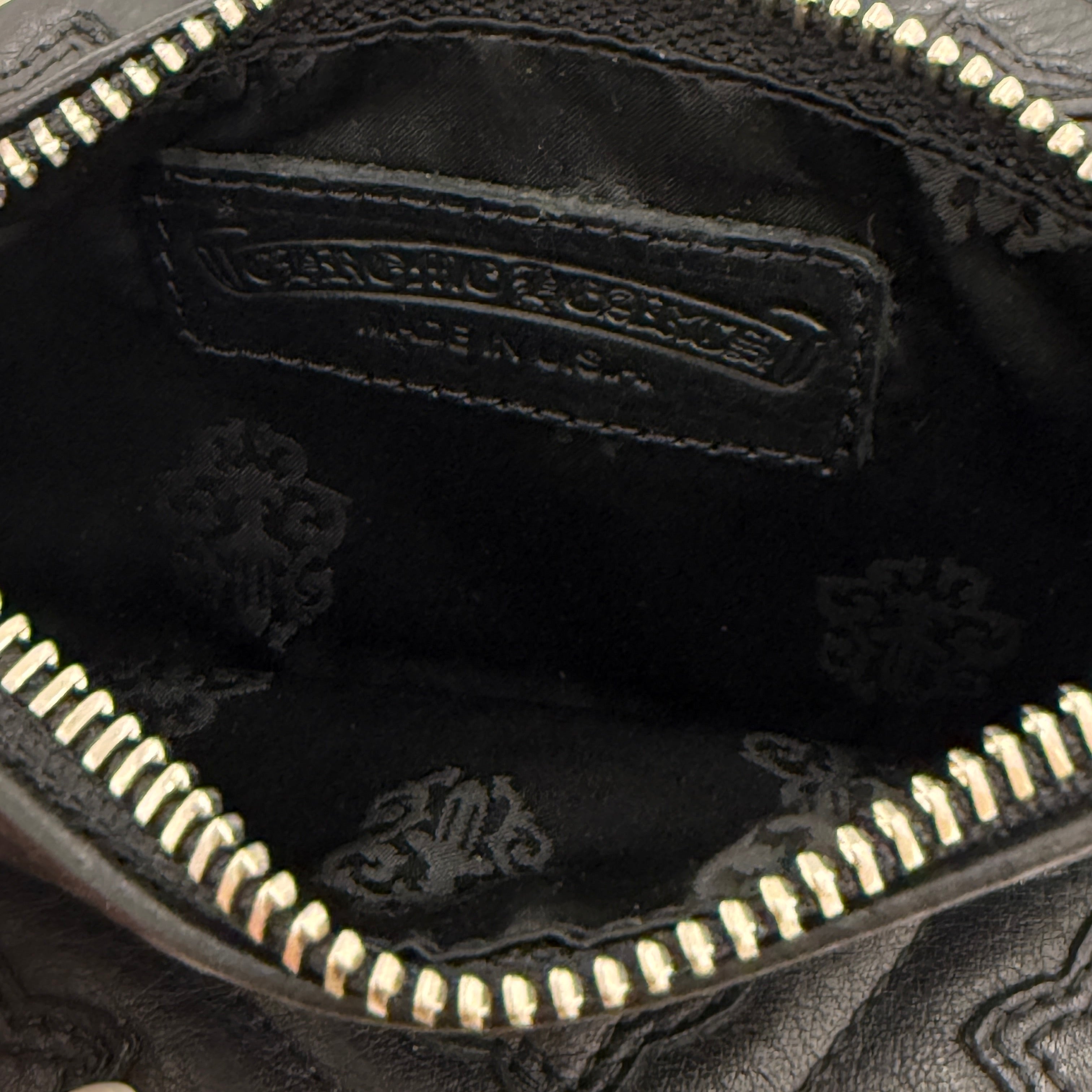 CHROME HEARTS Cross Leather Patch Zipper Change Purse Wallet クロムハーツ クロスレザーパッチ ジッパー チェンジパース ウォレット