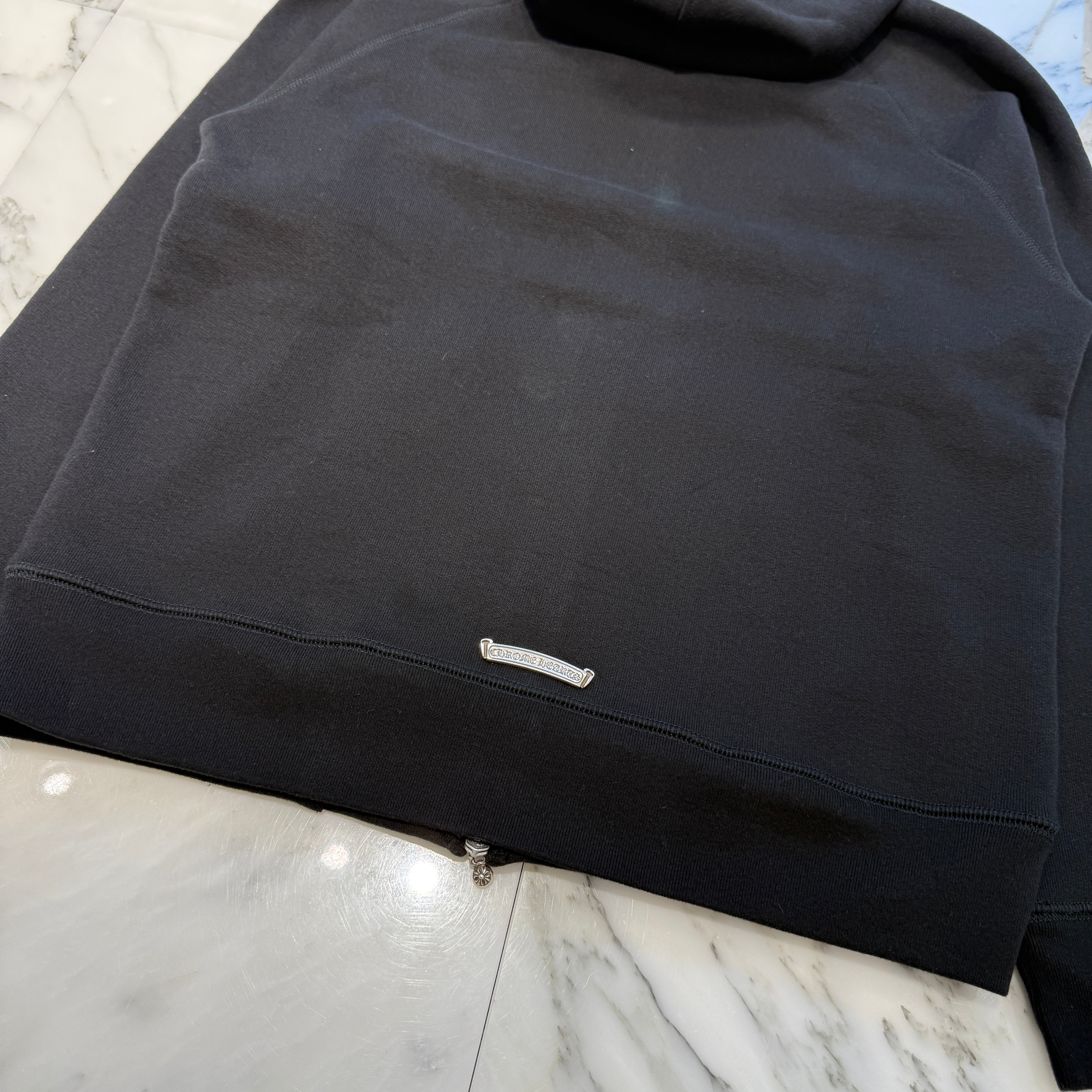 CHROME HEARTS Y NOT Cemetery Cross Leather Patch Zip Up Hoodie Size S クロムハーツ ワイノット セメタリークロスレザーパッチ ジップアップ フーディー サイズS