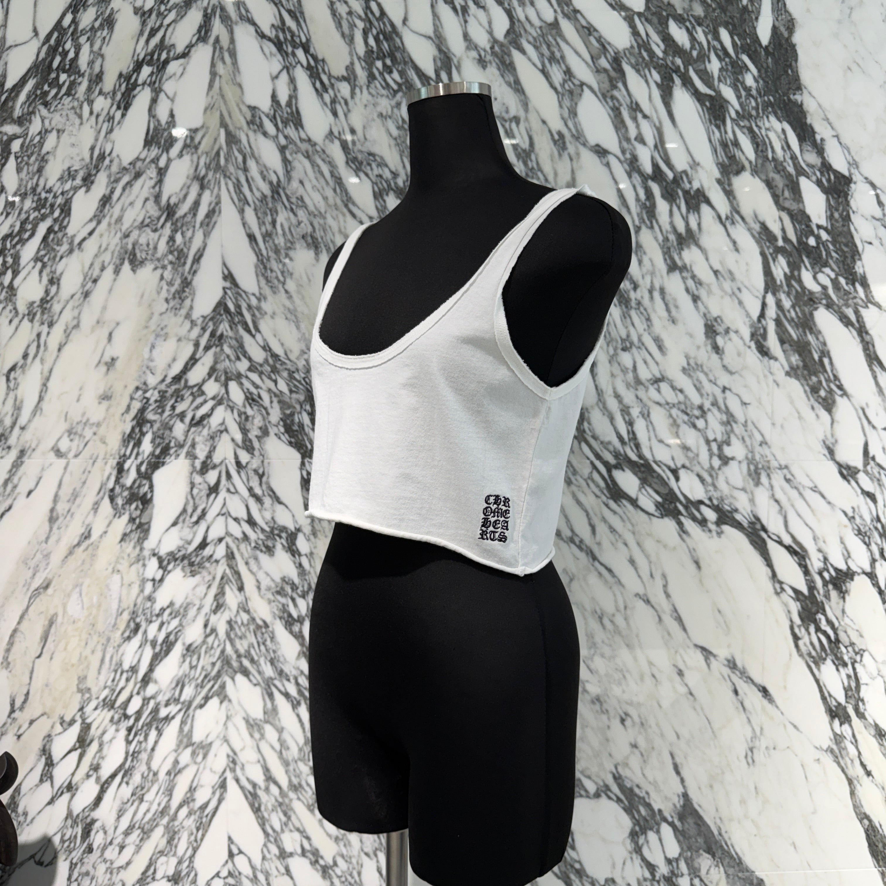 CHROME HEARTS Y NOT Vertical Logo Cross Embroidery Camisole Size L クロムハーツ ワイノット バーティカルロゴ クロス刺繍 キャミソール サイズL