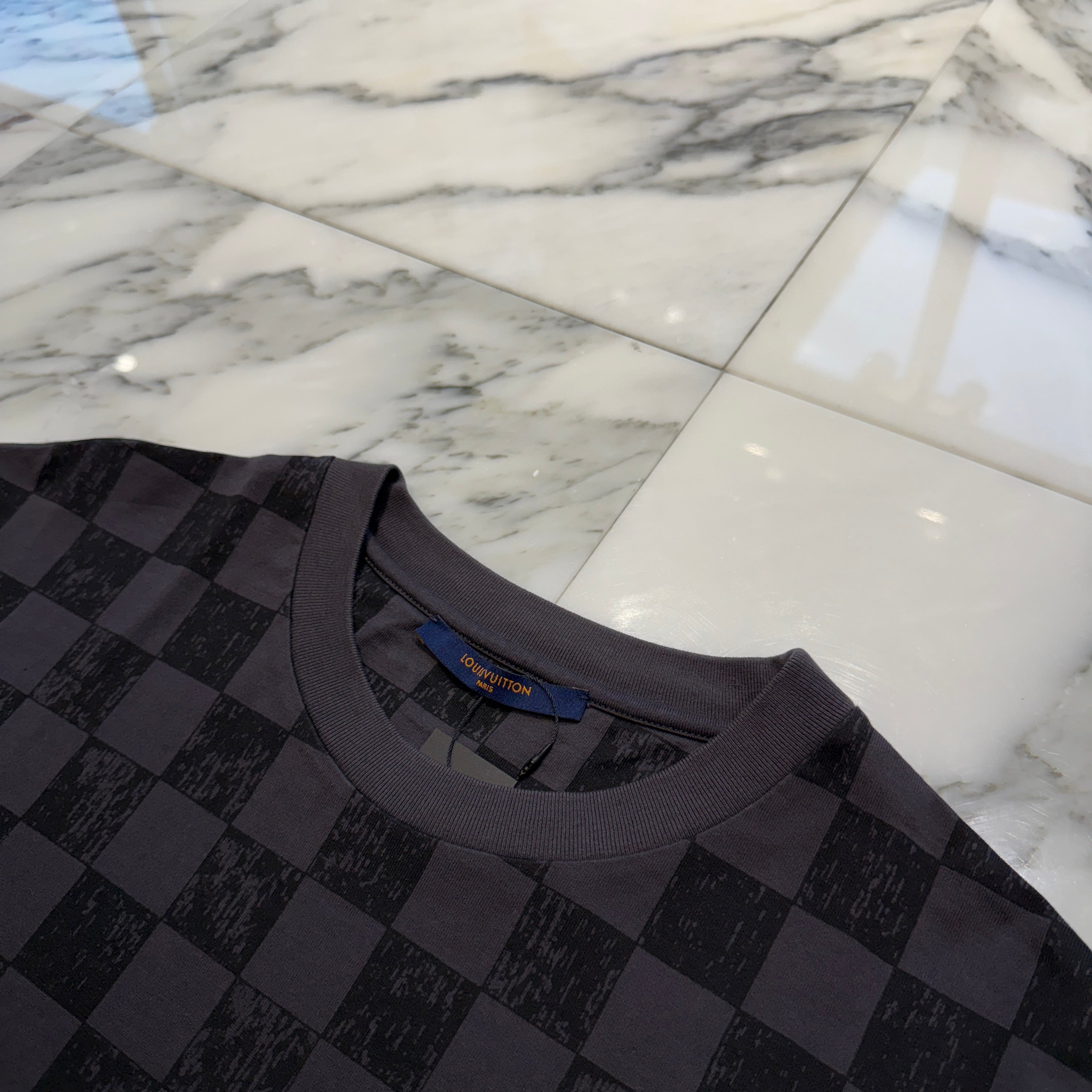 LOUIS VUITTON 2021AW Damier Print Short Sleeved Tee HLY32W Size L ルイヴィトン ダミエ プリント ショートスリーブTシャツ サイズL