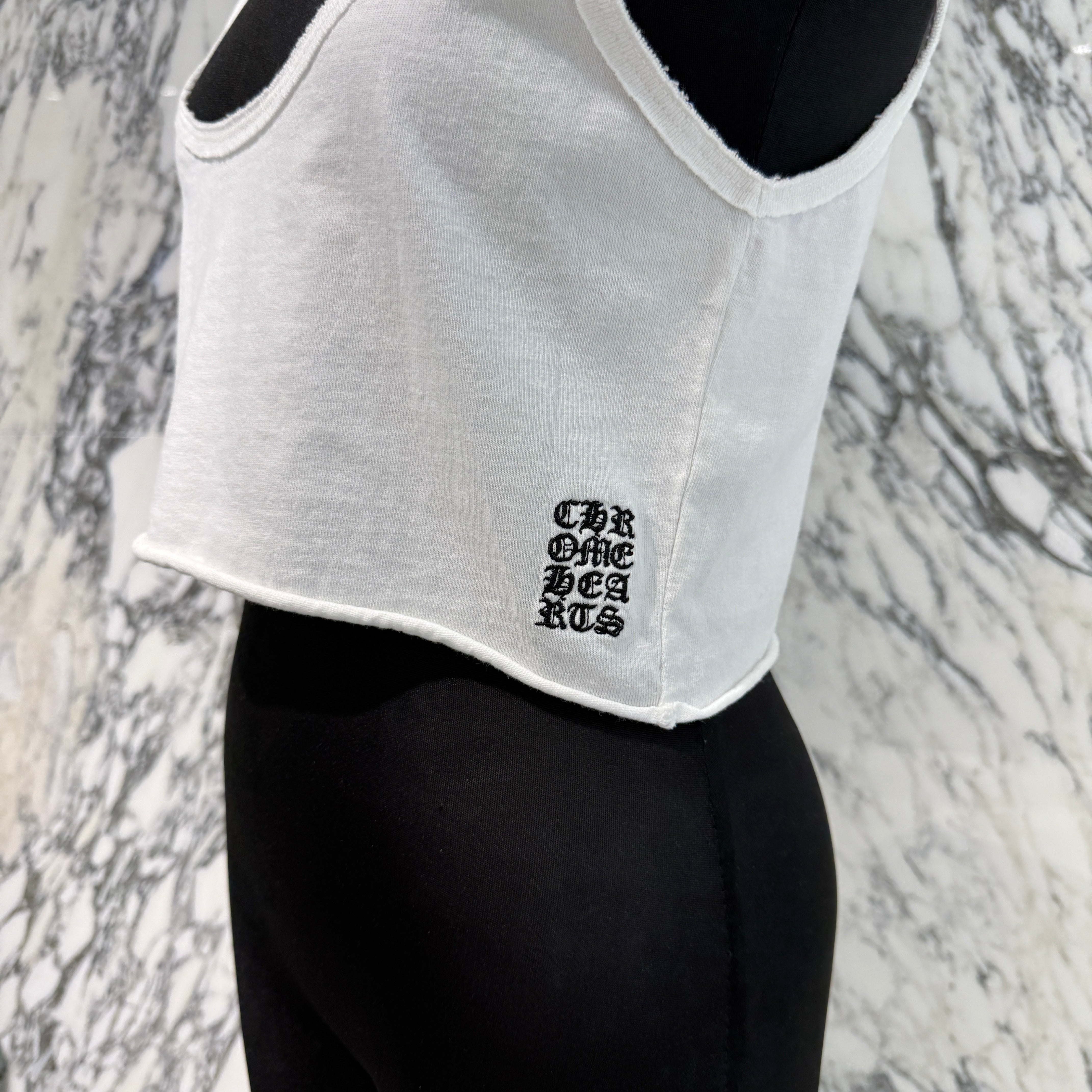 CHROME HEARTS Y NOT Vertical Logo Cross Embroidery Camisole Size M クロムハーツ ワイノット バーティカルロゴ クロス刺繍 キャミソール サイズM