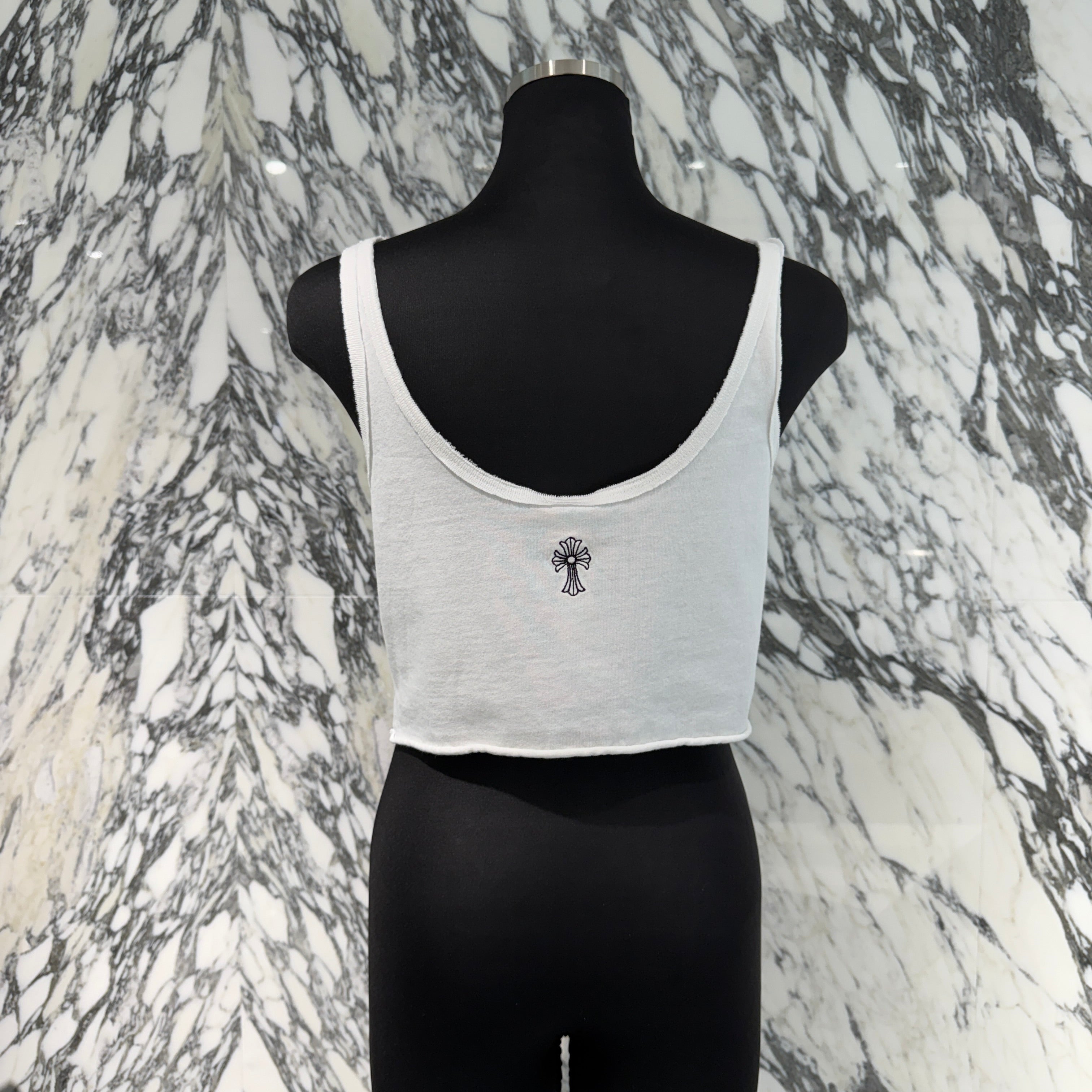 CHROME HEARTS Y NOT Vertical Logo Cross Embroidery Camisole Size M クロムハーツ ワイノット バーティカルロゴ クロス刺繍 キャミソール サイズM