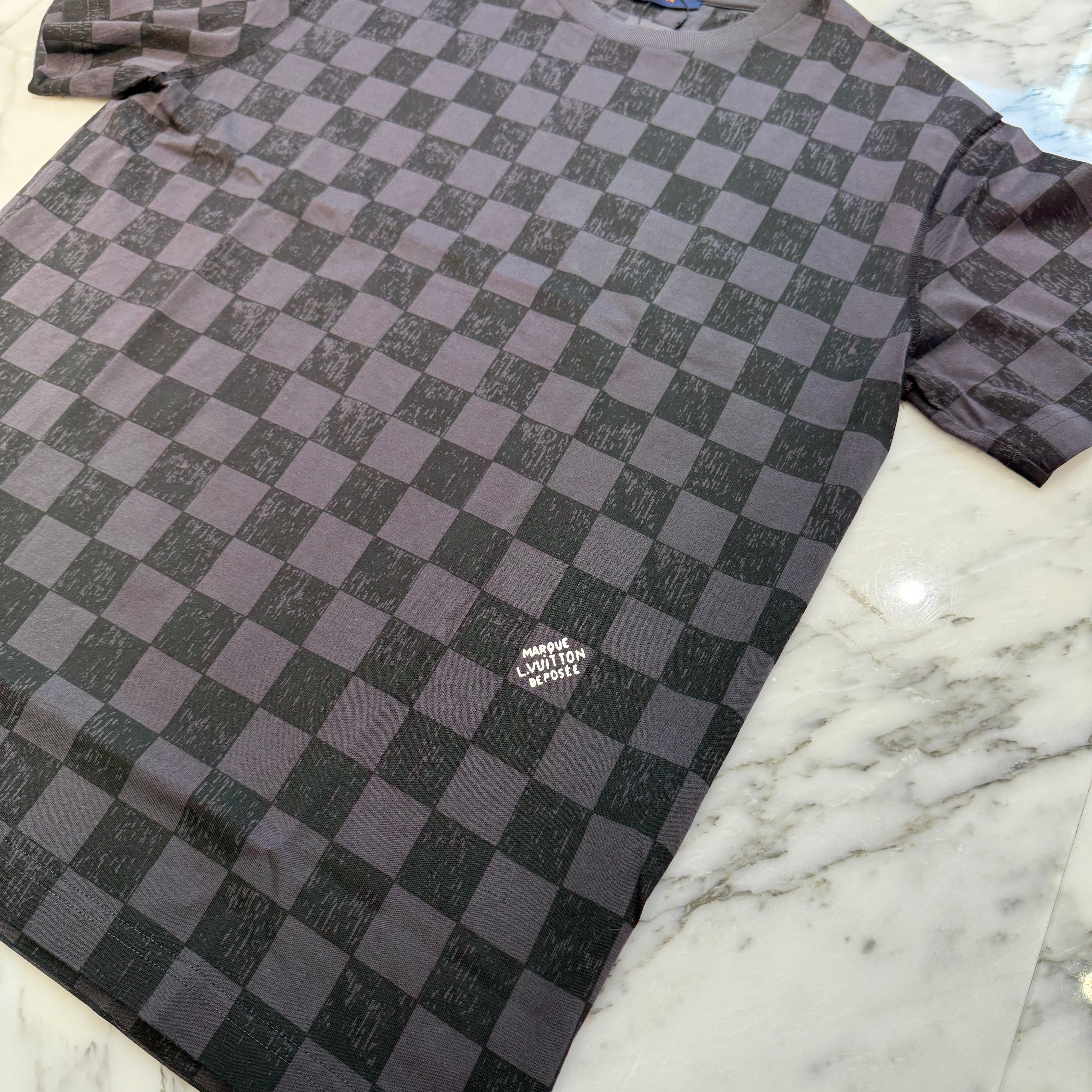 LOUIS VUITTON 2021AW Damier Print Short Sleeved Tee HLY32W Size L ルイヴィトン ダミエ プリント ショートスリーブTシャツ サイズL