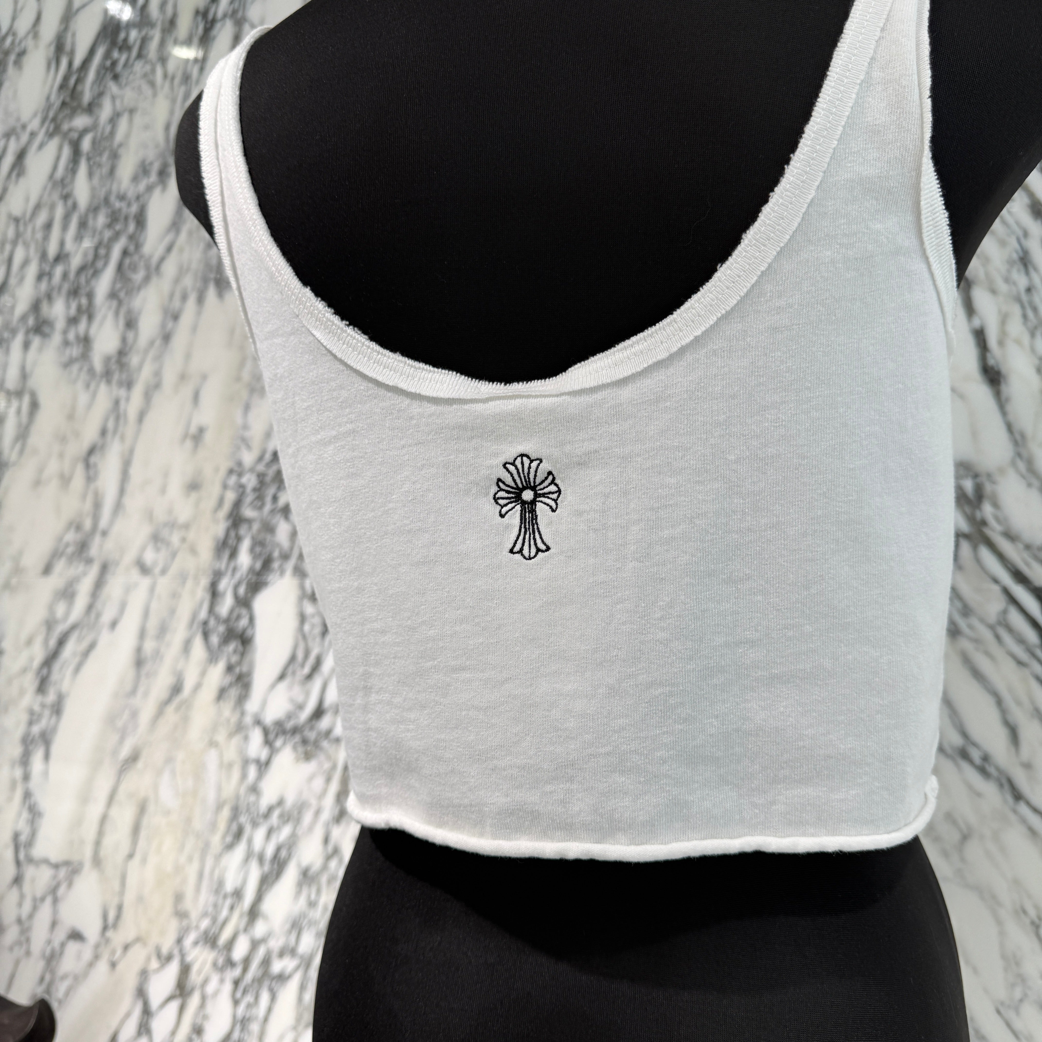 CHROME HEARTS Y NOT Vertical Logo Cross Embroidery Camisole Size M クロムハーツ ワイノット バーティカルロゴ クロス刺繍 キャミソール サイズM
