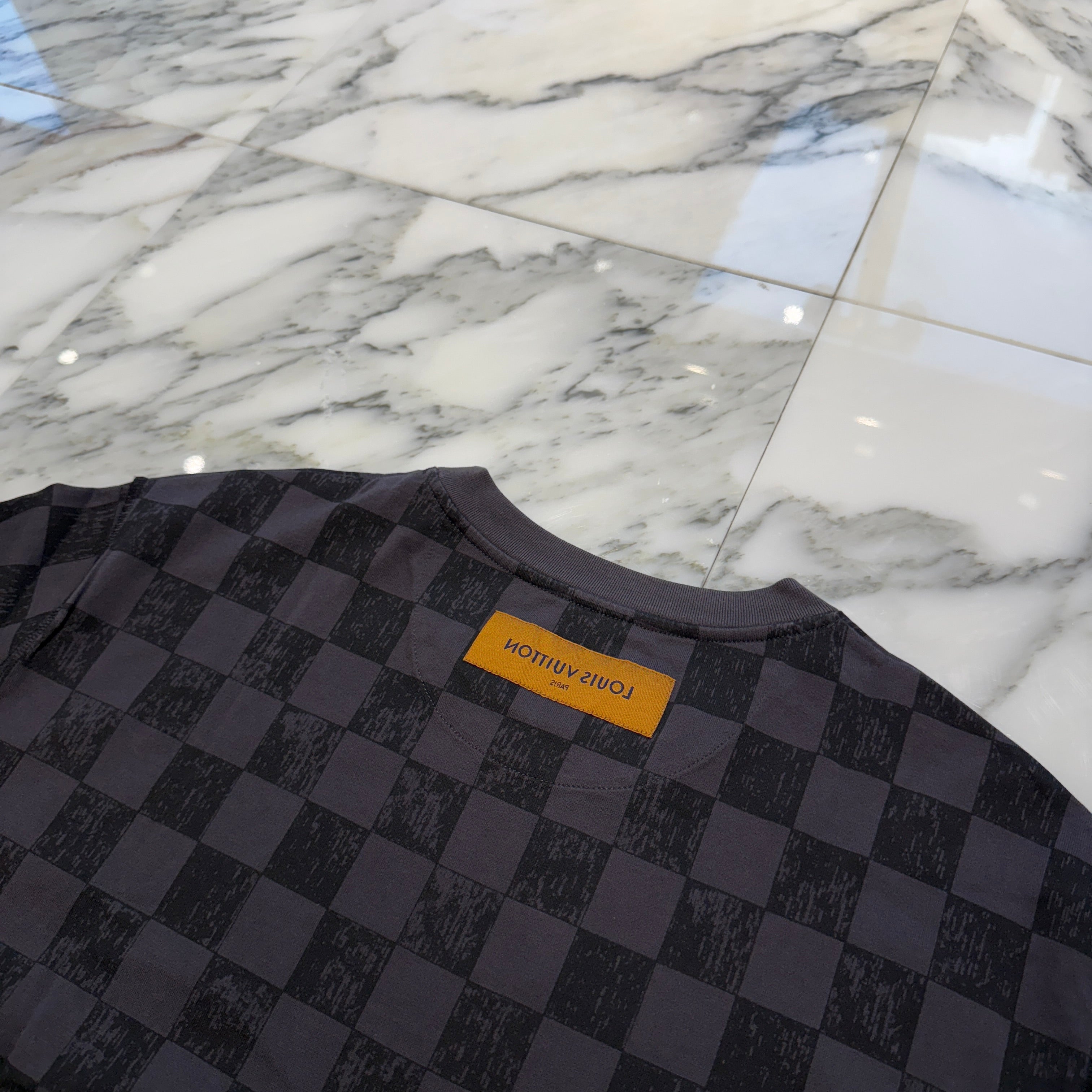 LOUIS VUITTON 2021AW Damier Print Short Sleeved Tee HLY32W Size L ルイヴィトン ダミエ プリント ショートスリーブTシャツ サイズL