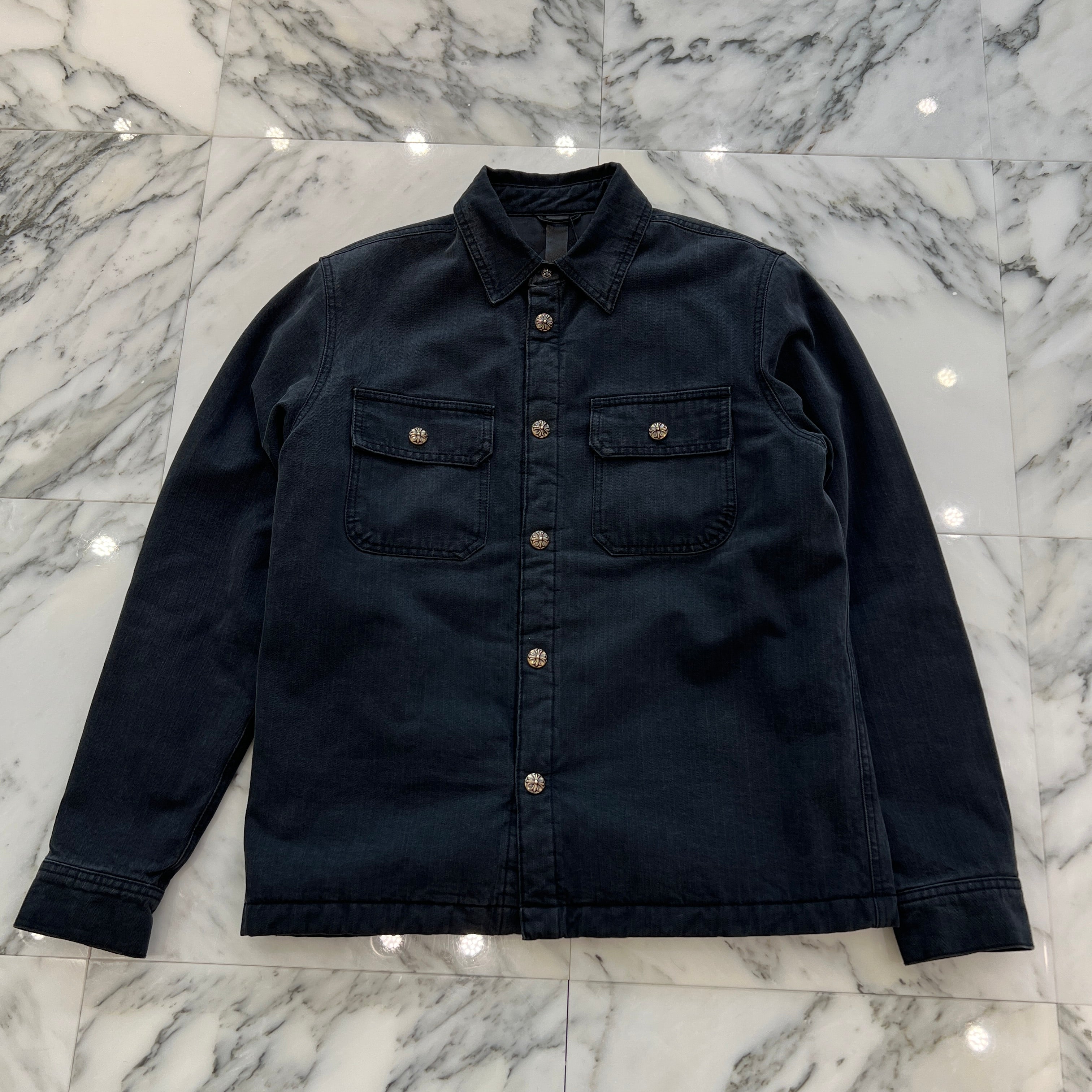 CHROME HEARTS Y NOT WORK DOG Herringbone Shirt Jacket Size M クロムハーツ ワイノット ワークドッグ ヘリンボーン シャツジャケット サイズM