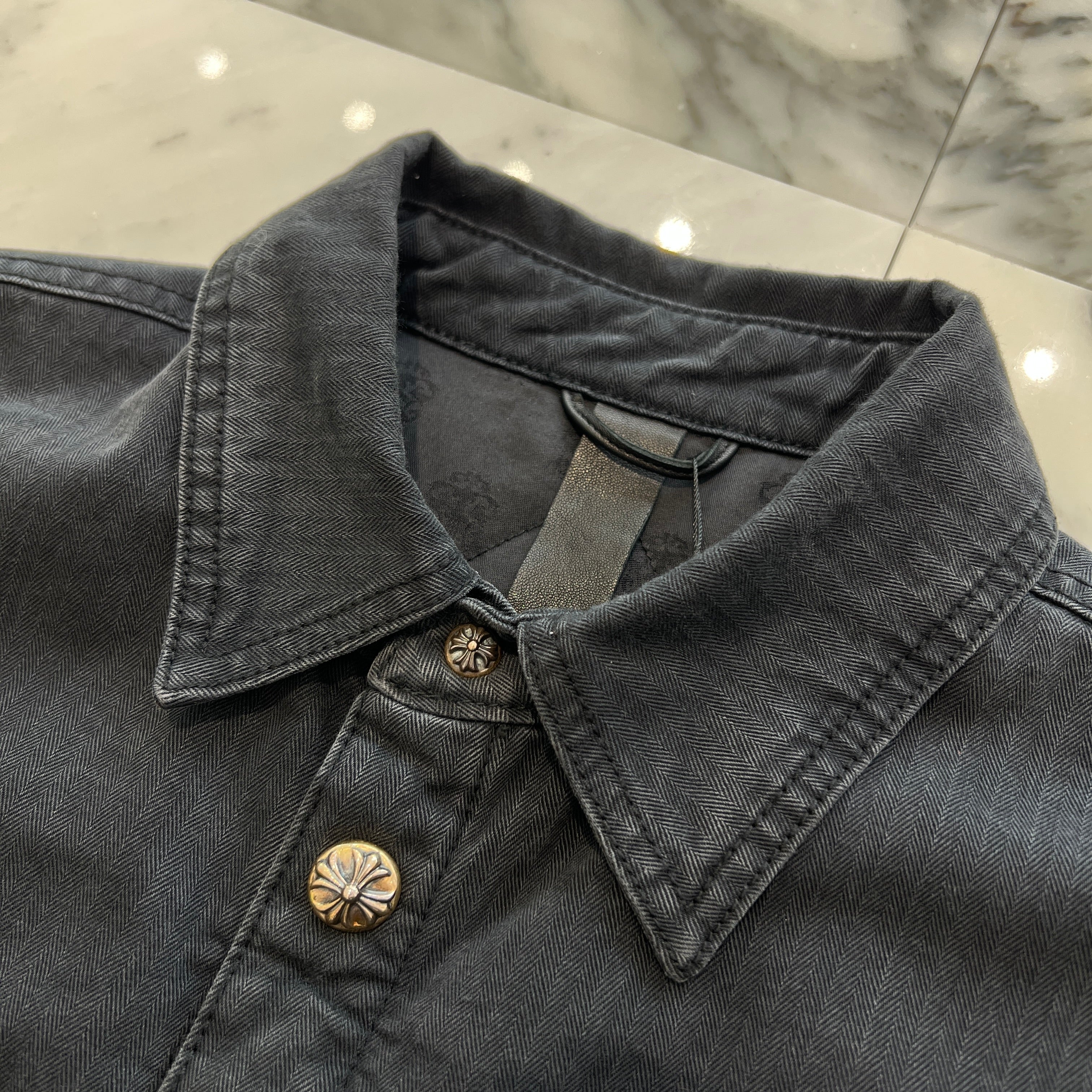 CHROME HEARTS Y NOT WORK DOG Herringbone Shirt Jacket Size M クロムハーツ ワイノット ワークドッグ ヘリンボーン シャツジャケット サイズM