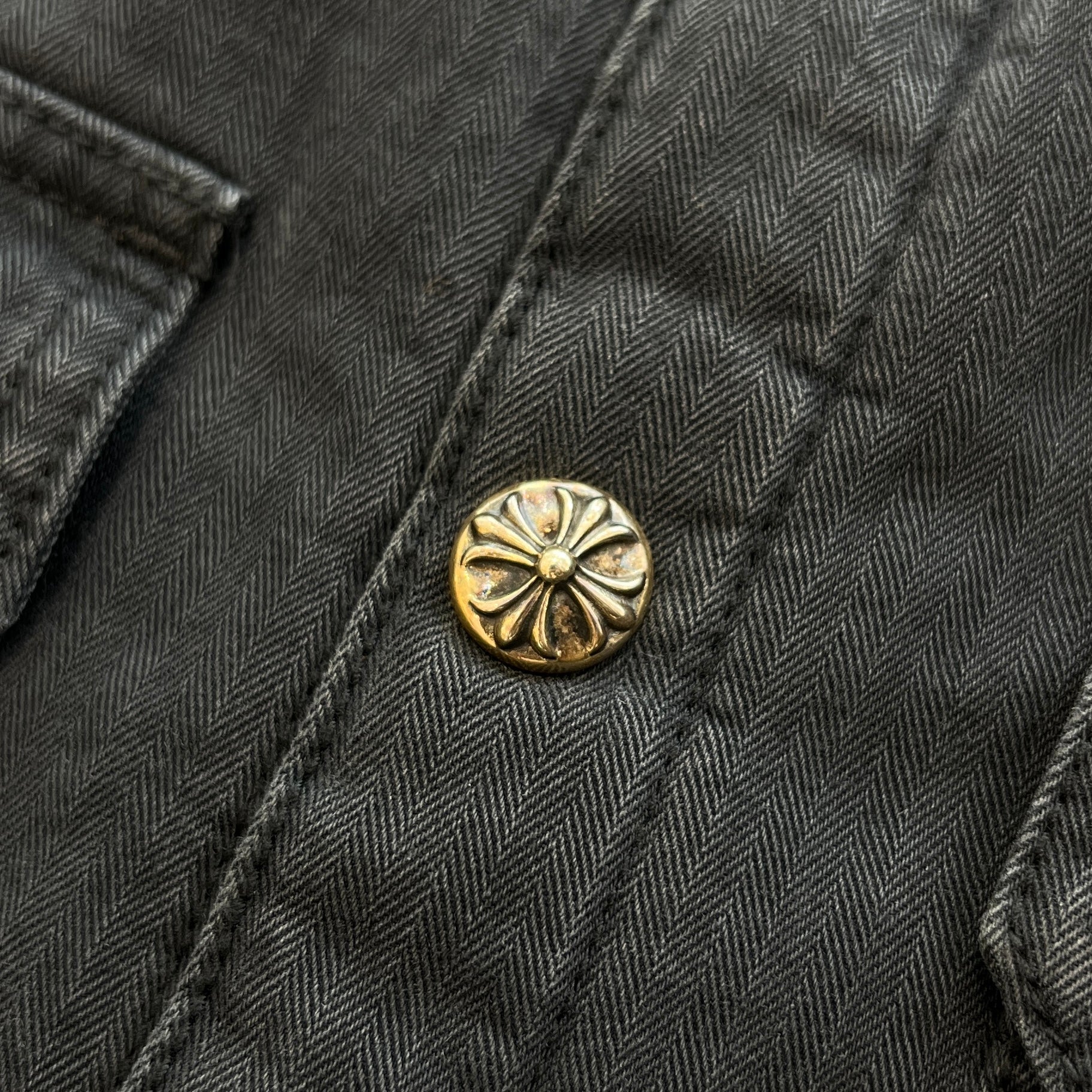 CHROME HEARTS Y NOT WORK DOG Herringbone Shirt Jacket Size M クロムハーツ ワイノット ワークドッグ ヘリンボーン シャツジャケット サイズM