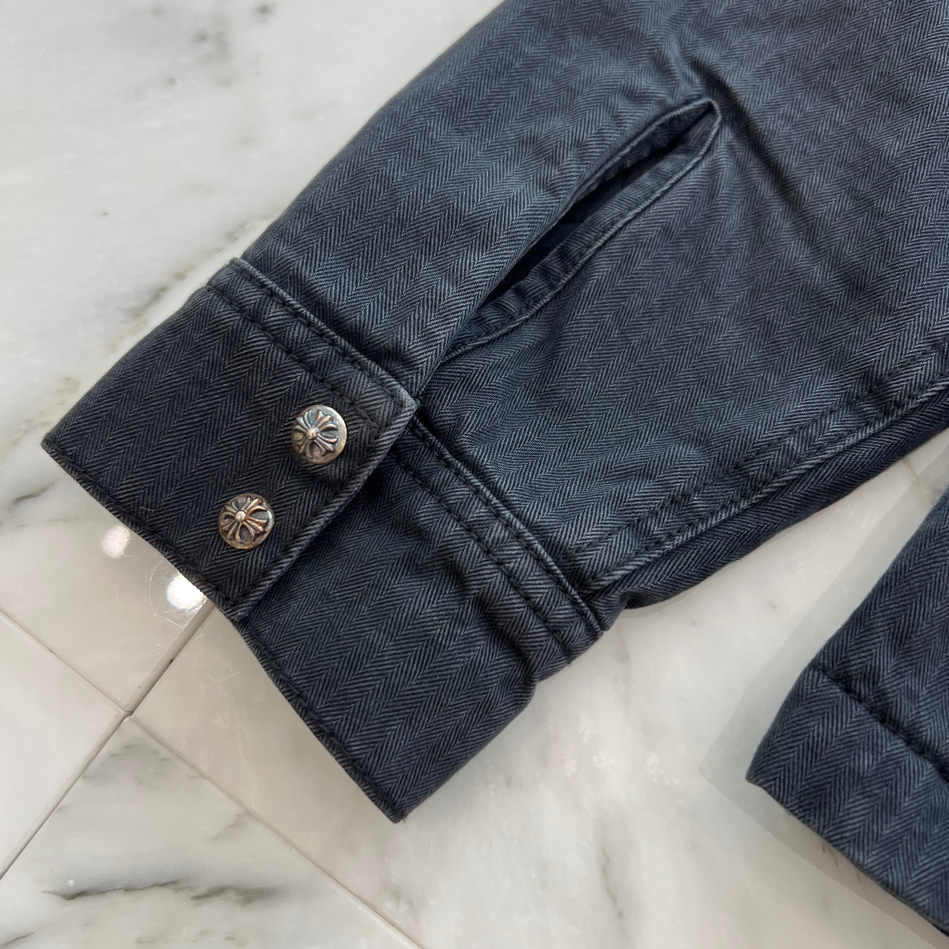 CHROME HEARTS Y NOT WORK DOG Herringbone Shirt Jacket Size M クロムハーツ ワイノット ワークドッグ ヘリンボーン シャツジャケット サイズM