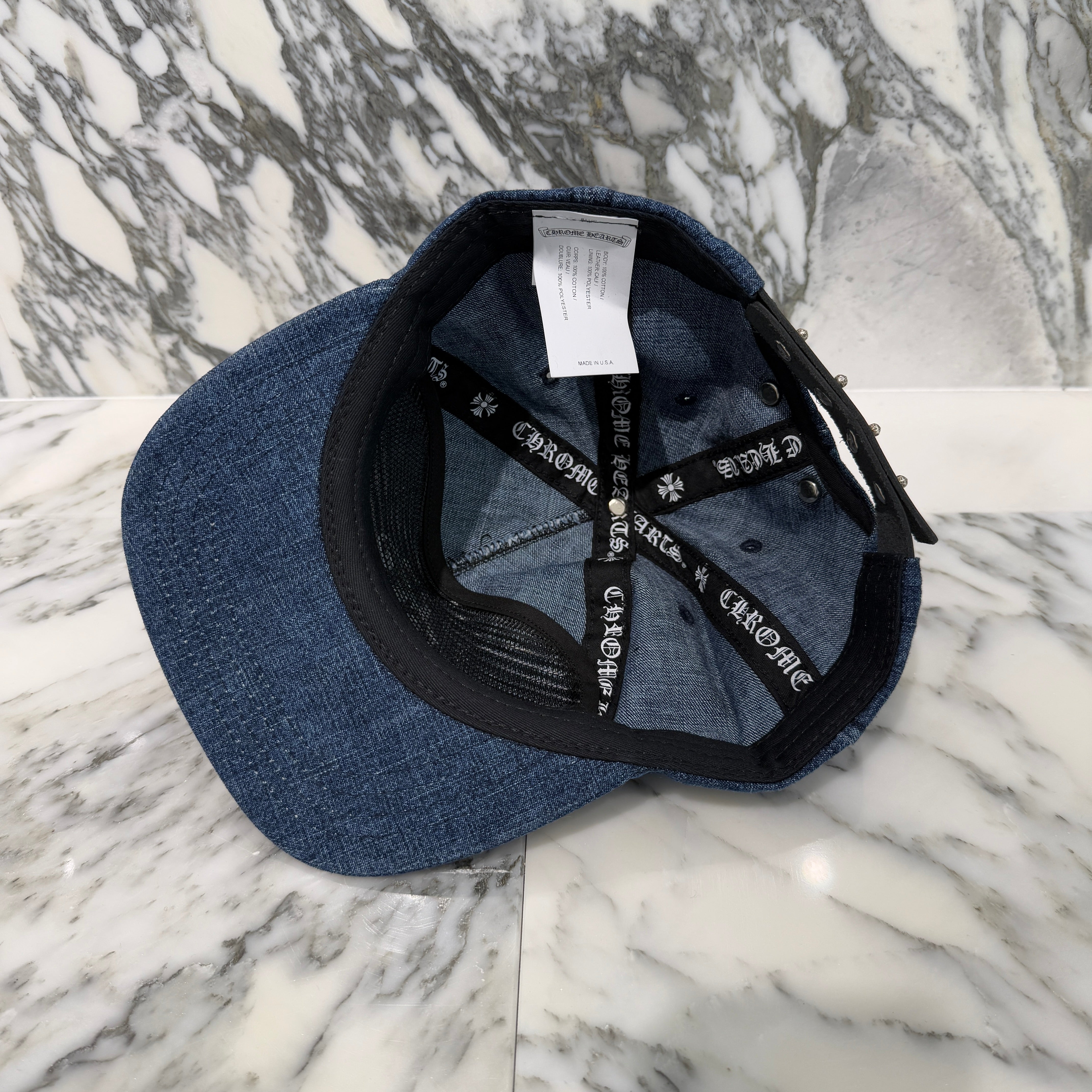 CHROME HEARTS 2024SS Vine Dagger Embroidery Denim Trucker Cap Size ONE SIZE (53-60) クロムハーツ ヴァインダガー 刺繍 デニム トラッカーキャップ サイズONE SIZE (53-60)