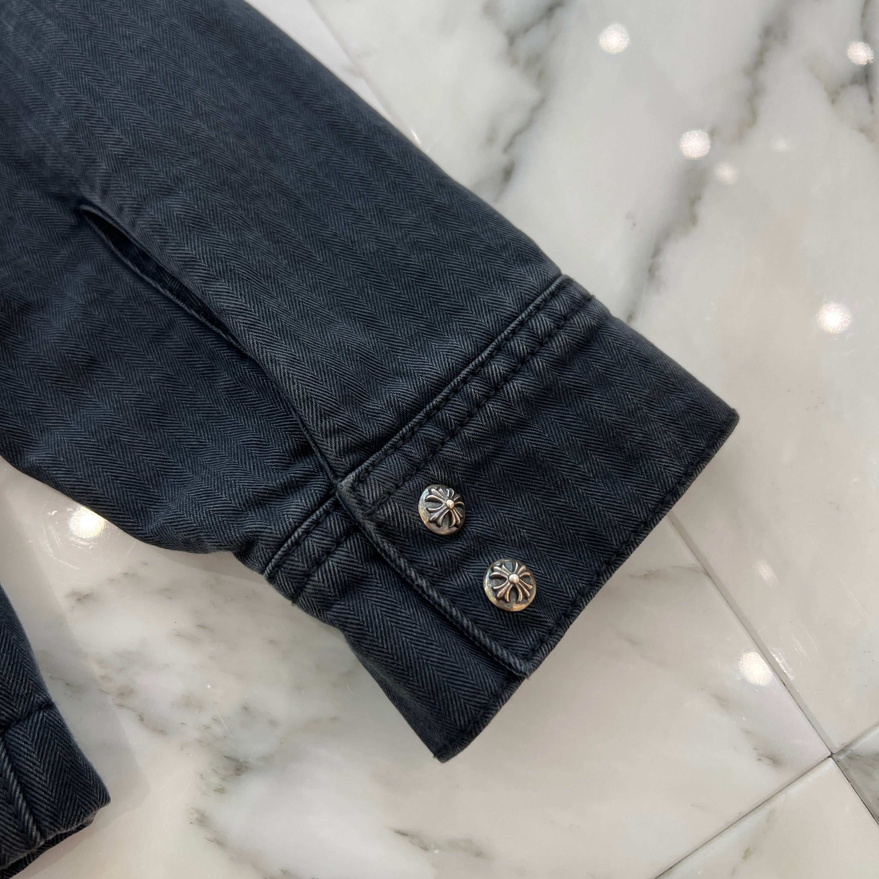 CHROME HEARTS Y NOT WORK DOG Herringbone Shirt Jacket Size M クロムハーツ ワイノット ワークドッグ ヘリンボーン シャツジャケット サイズM