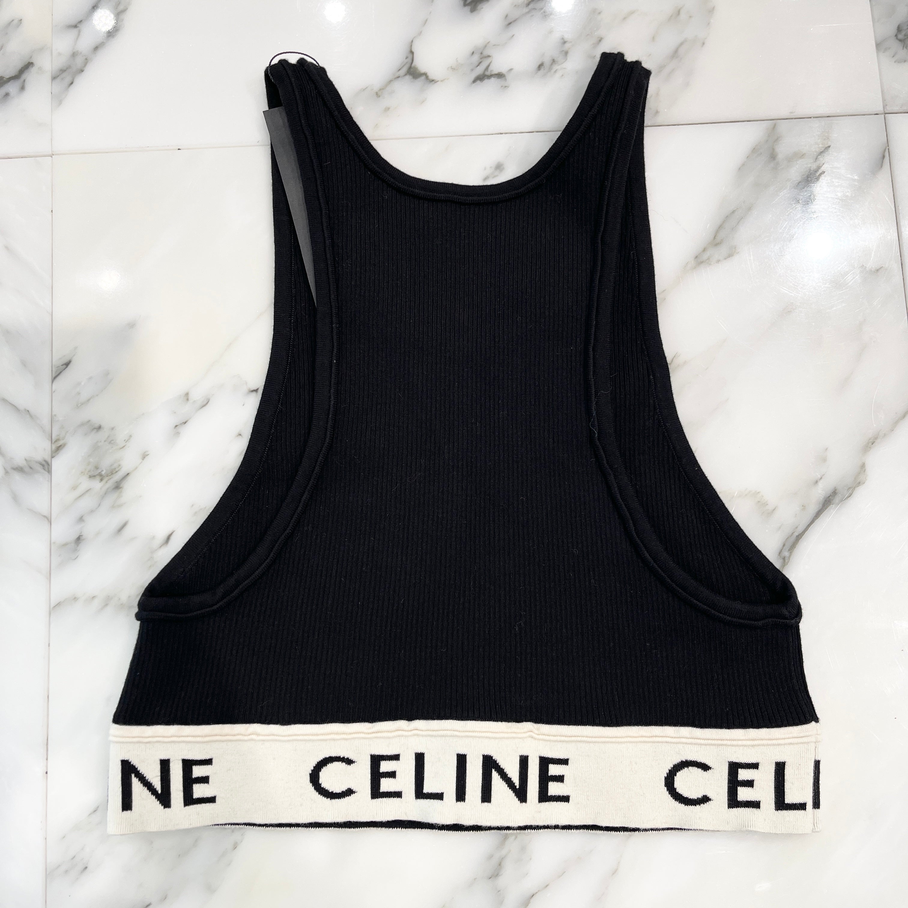 セリーヌ CELINE ブラトップ タンクトップ Sサイズ イエロー